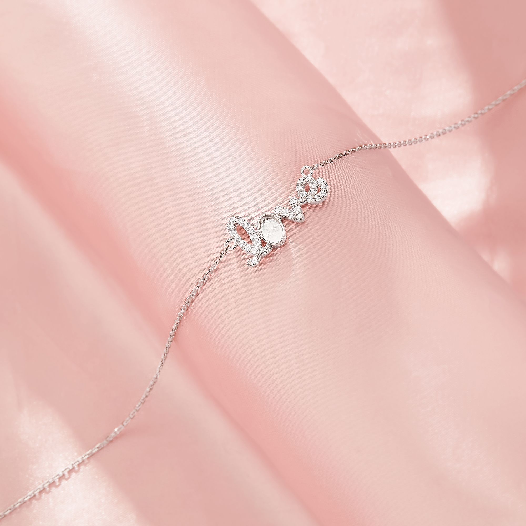 Keepsake Breast Milk Resin 4x6MM Oval Bezel Pendant Settings, Solid 925 Sterling Silver Necklace,LOVE Necklace With Chain 1431570-1