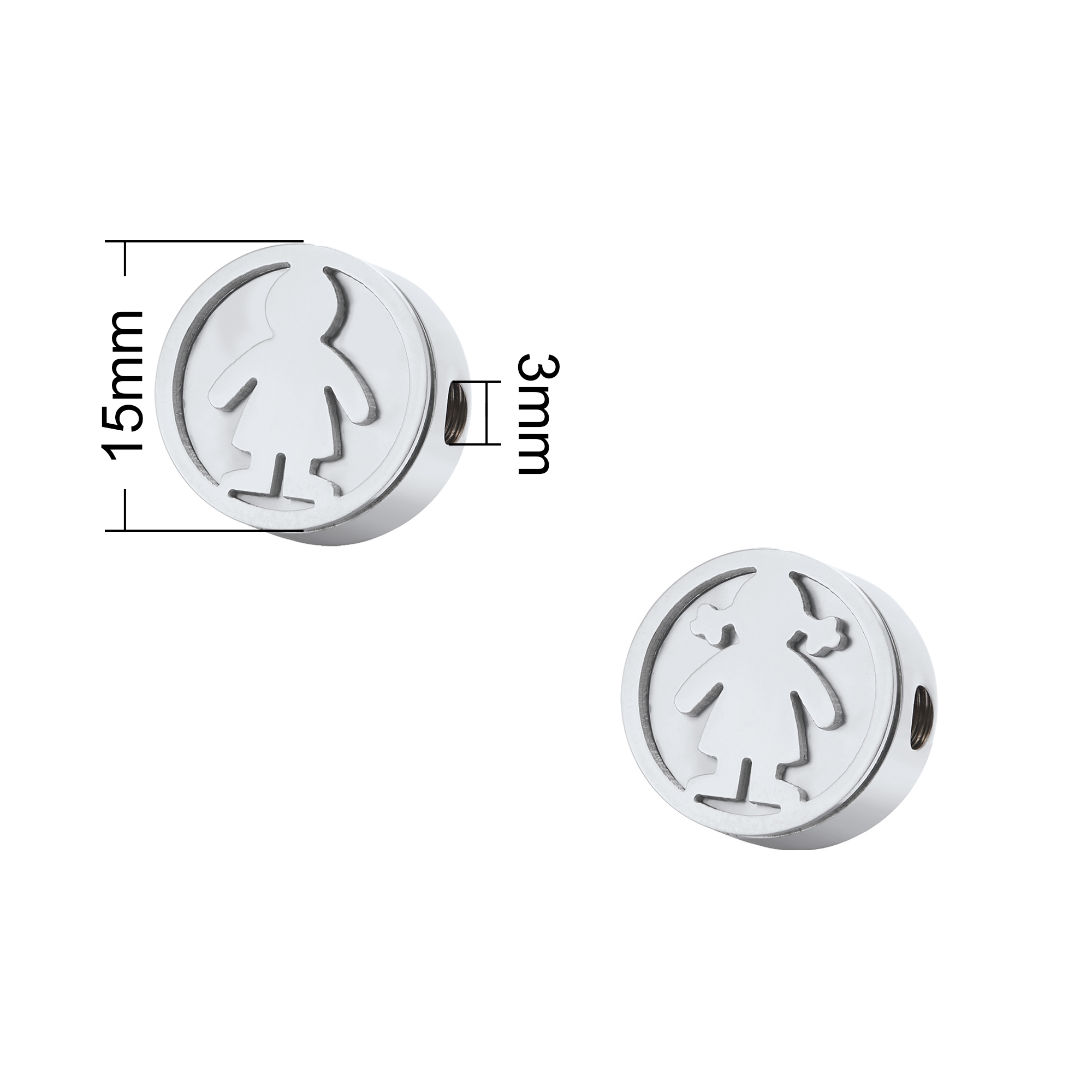 Keepsake Breast Milk Resin Stainless Steel Round Bezel Beads Settings,Boy And Girl Minimalist Pendant Beads with 3MM Hole,DIY Bead Supplies 1431571
