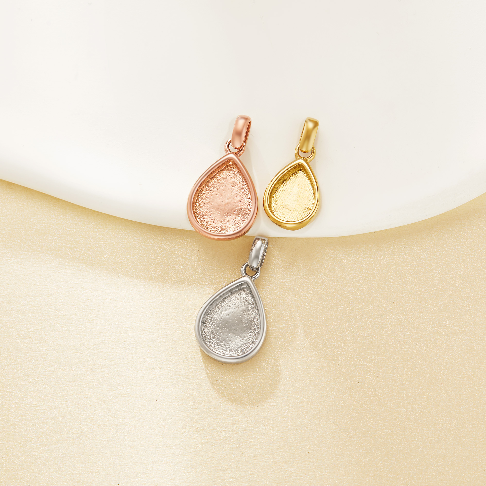 Keepsake Breast Milk Stainless Steel Pear Bezel Pendant Settings,Minimalist DIY Pendant Charm Supplies 1431573