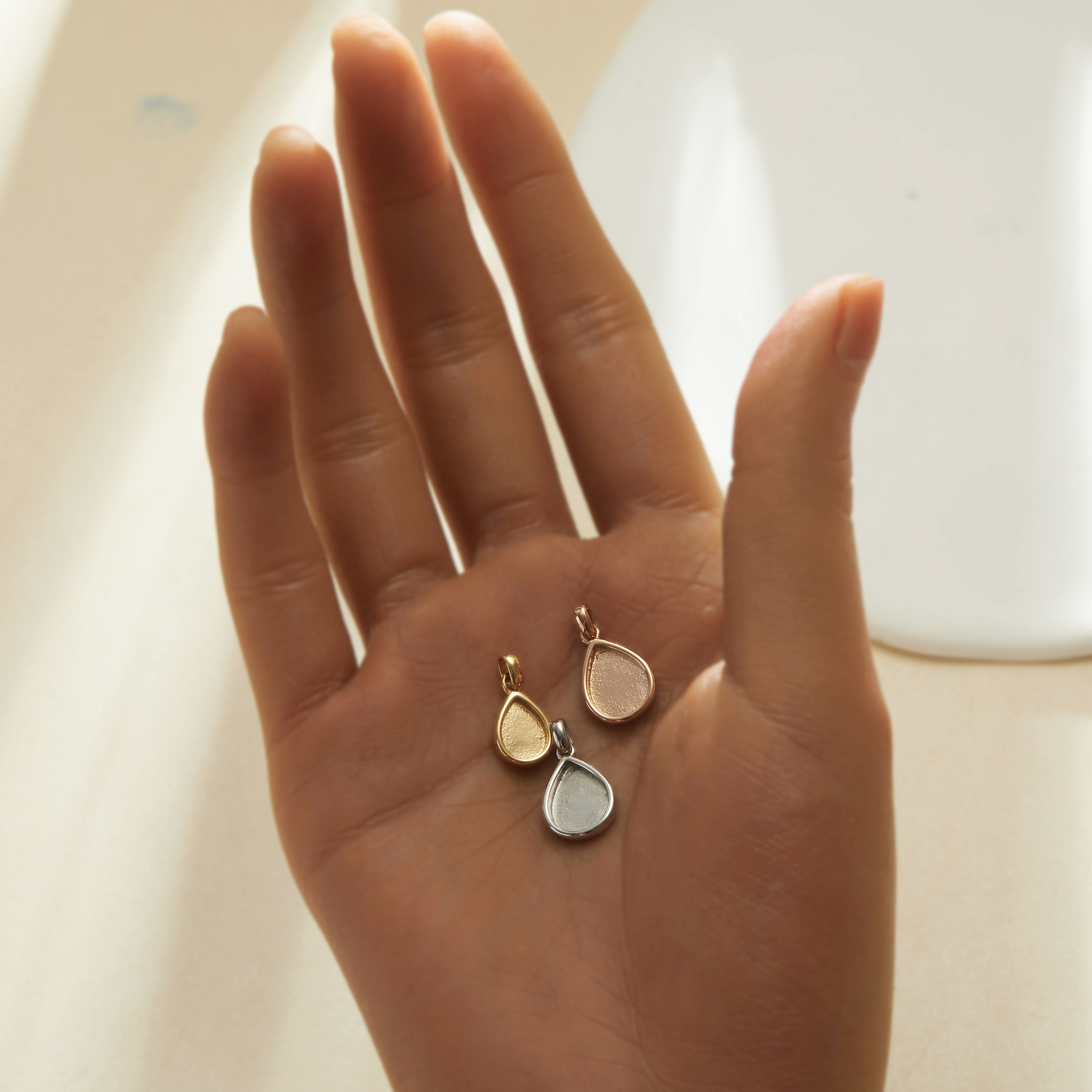 Keepsake Breast Milk Stainless Steel Pear Bezel Pendant Settings,Minimalist DIY Pendant Charm Supplies 1431573