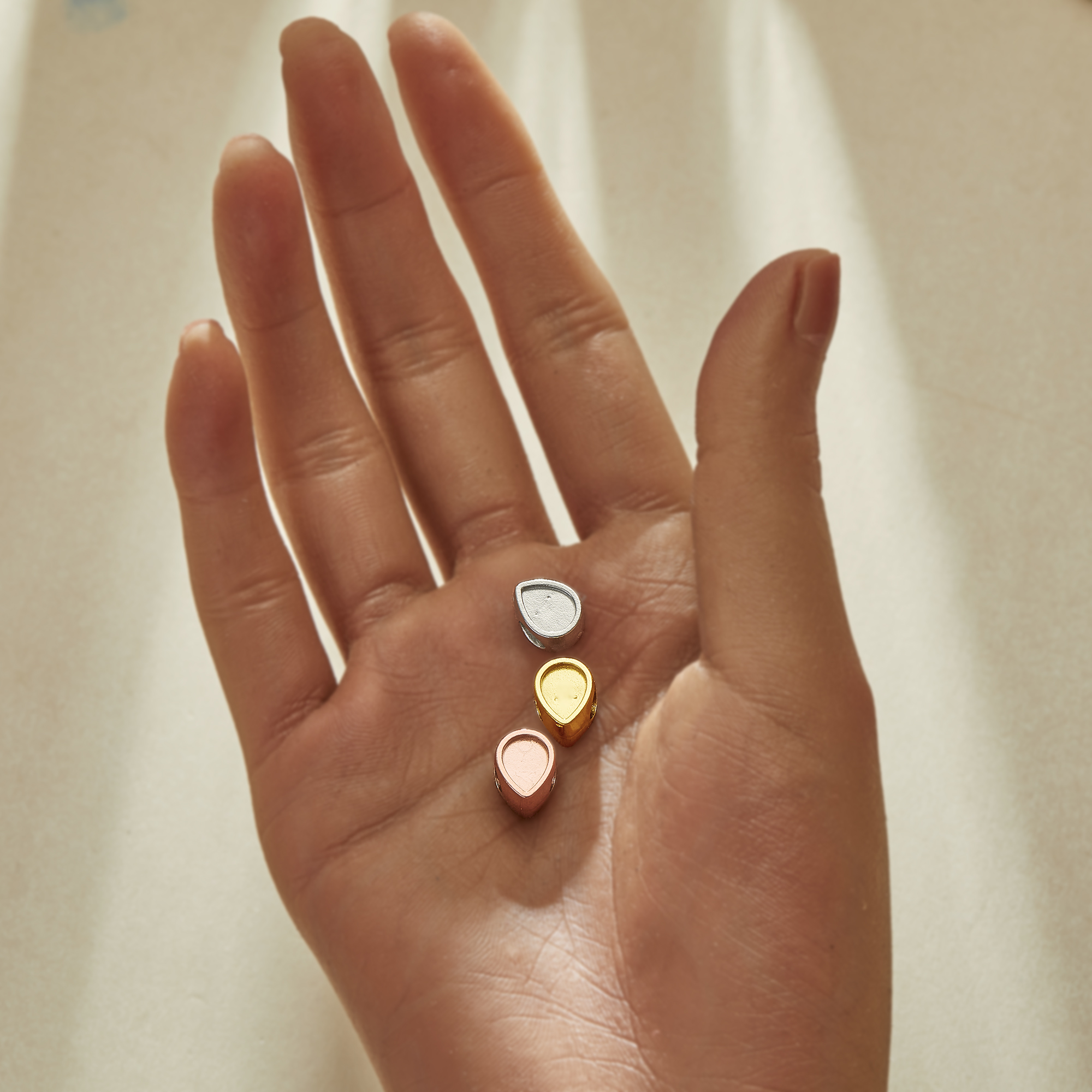 Keepsake Breast Milk Resin Stainless Steel Pear Bezel Beads Blank Settings,Double Sides Big Hole Minimalist Pendant Beads with 4.5MM Hole,DIY Bead Supplies 1431578