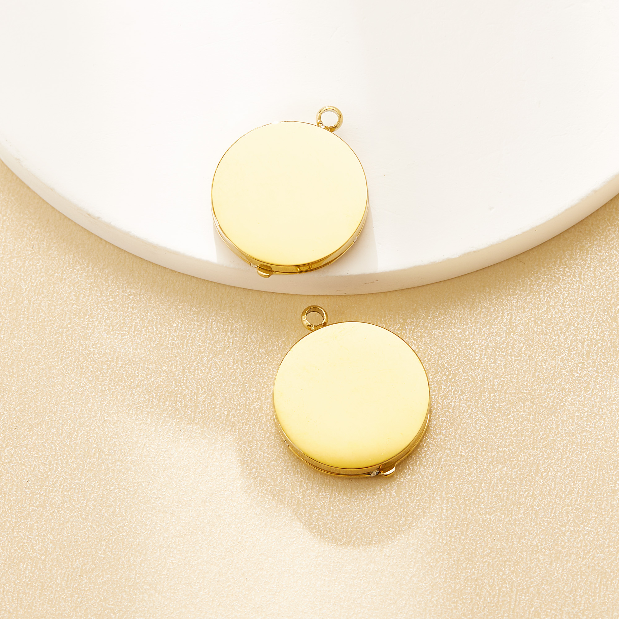 Gold Plated Leaf Round Pendant Charm With Green Amazonite Stone,Stainless Steel Simple Round Pendant Charm With Loop,DIY Pendant Supplies 1431579