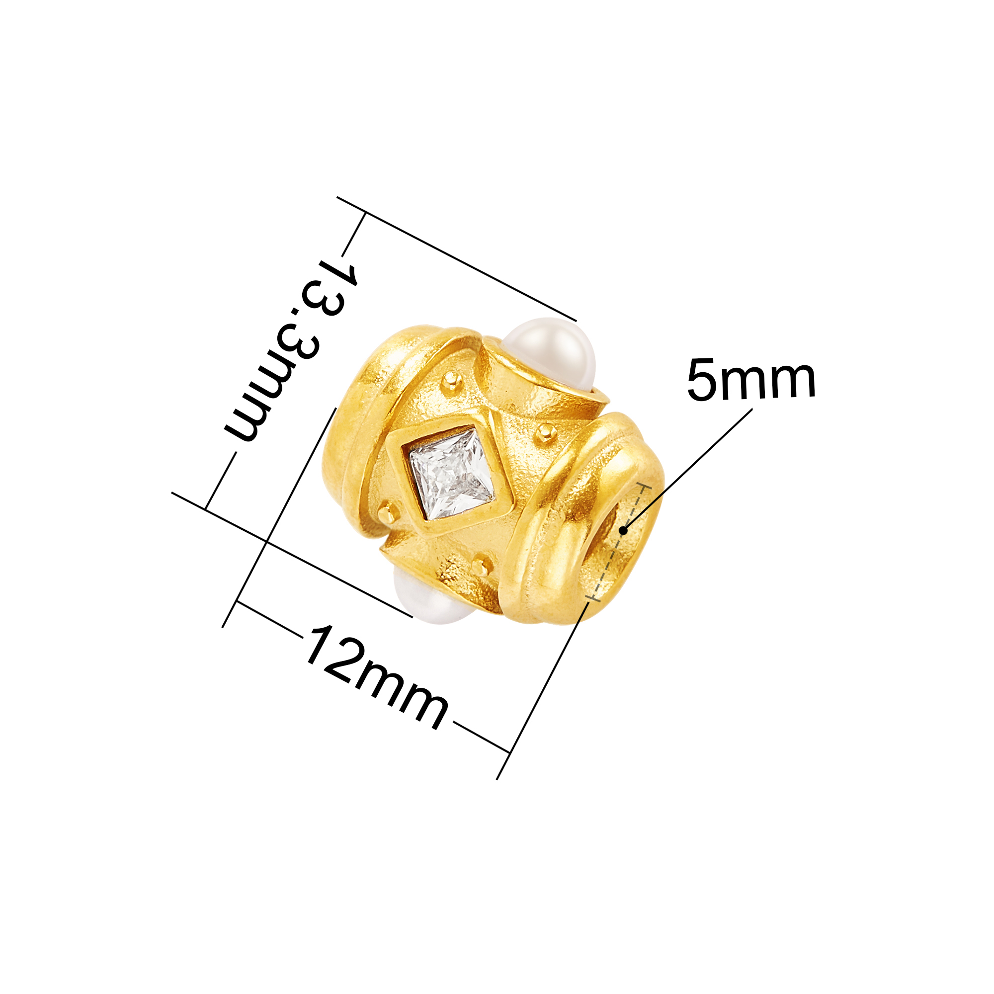 Tube Spacer Big Hole Beads,Gold Plated Stainless Steel Double Sides Hole Pendant Beads with 5MM Hole,Vintage Style Beads,DIY Bead Supplies 1431580