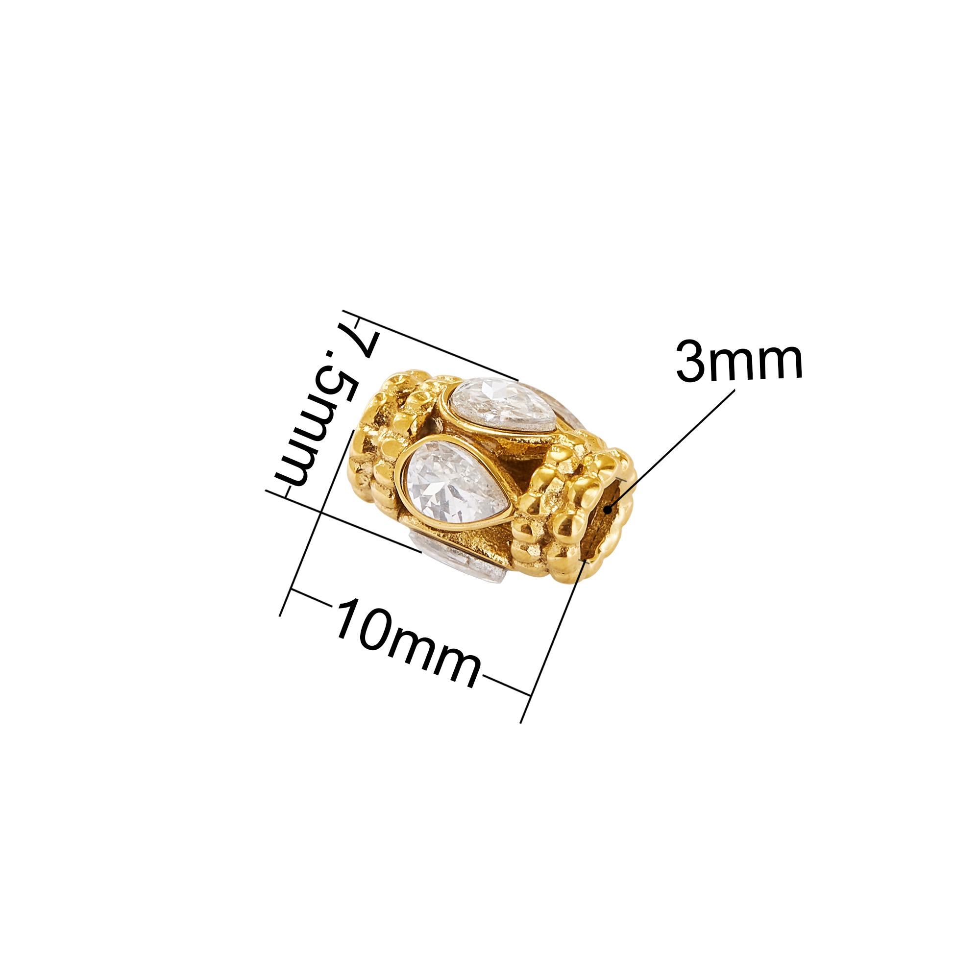 Tube Spacer Big Hole Beads,Gold Plated Stainless Steel Double Sides Hole Pendant Beads with 3MM Hole,Vintage Style Beads,DIY Bead Supplies 1431581