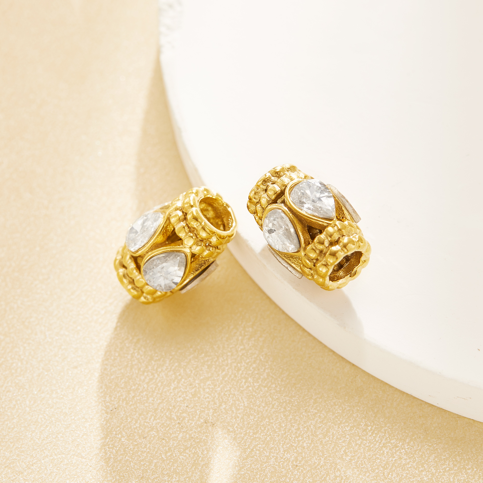 Tube Spacer Big Hole Beads,Gold Plated Stainless Steel Double Sides Hole Pendant Beads with 3MM Hole,Vintage Style Beads,DIY Bead Supplies 1431581