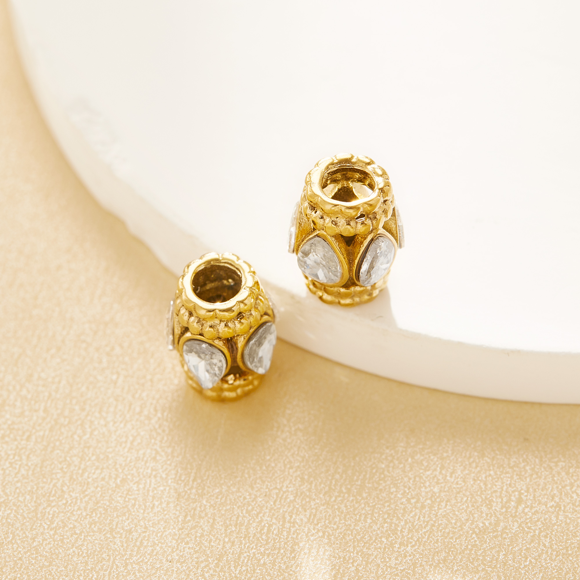 Tube Spacer Big Hole Beads,Gold Plated Stainless Steel Double Sides Hole Pendant Beads with 3MM Hole,Vintage Style Beads,DIY Bead Supplies 1431581