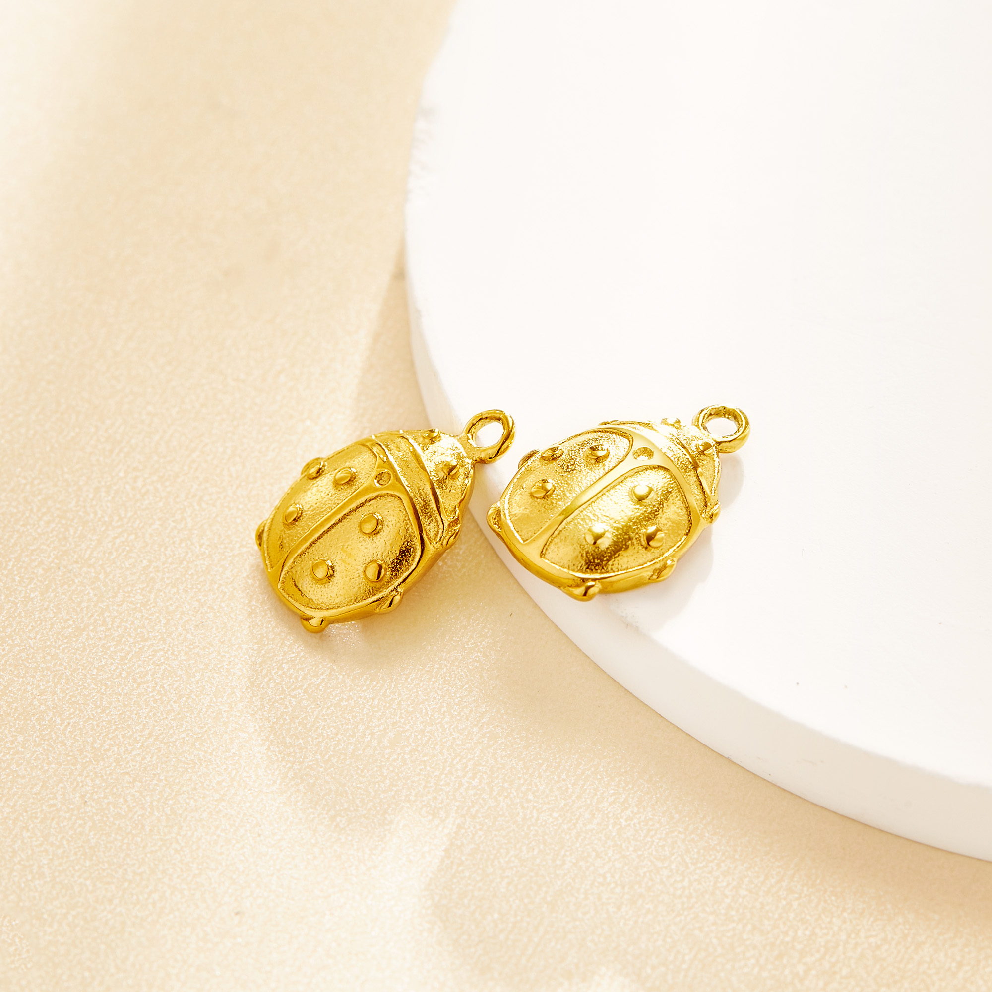 Gold Plated Ladybug Pendant Charm,Stainless Steel Minimalist Pendant Charm With Loop,DIY Pendant Supplies 1431582
