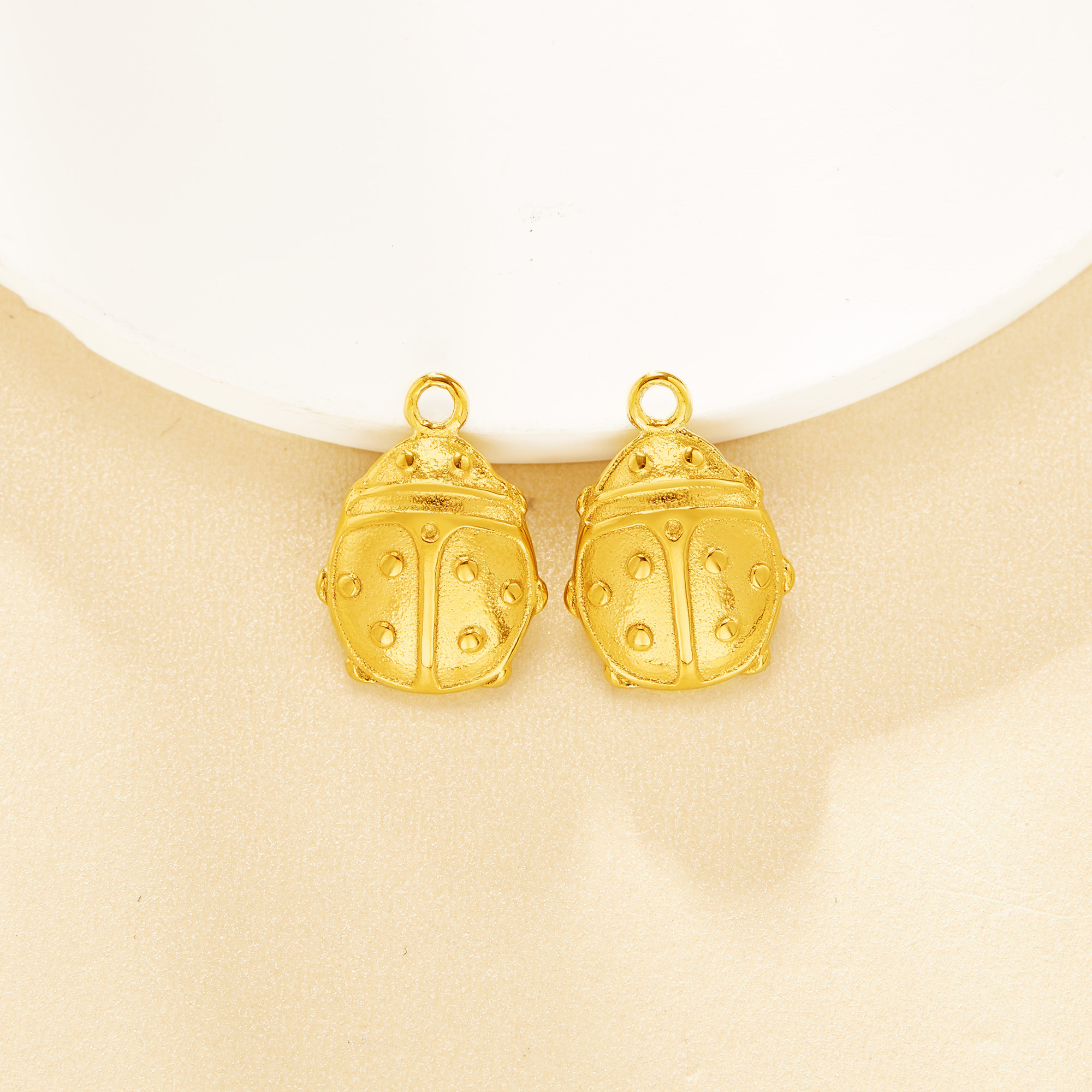 Gold Plated Ladybug Pendant Charm,Stainless Steel Minimalist Pendant Charm With Loop,DIY Pendant Supplies 1431582