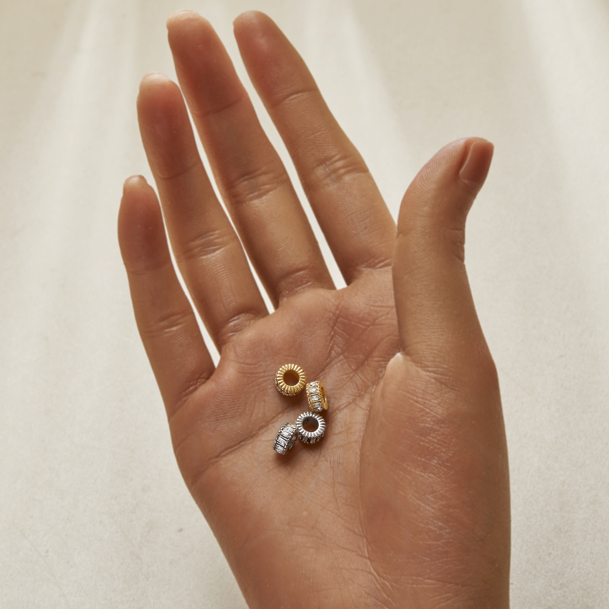 Spacer Big Hole Round Beads,Gold Plated Stainless Steel Double Sides Big Hole Pendant Beads with 4MM Hole,DIY Pendant Bead Supplies 1431583