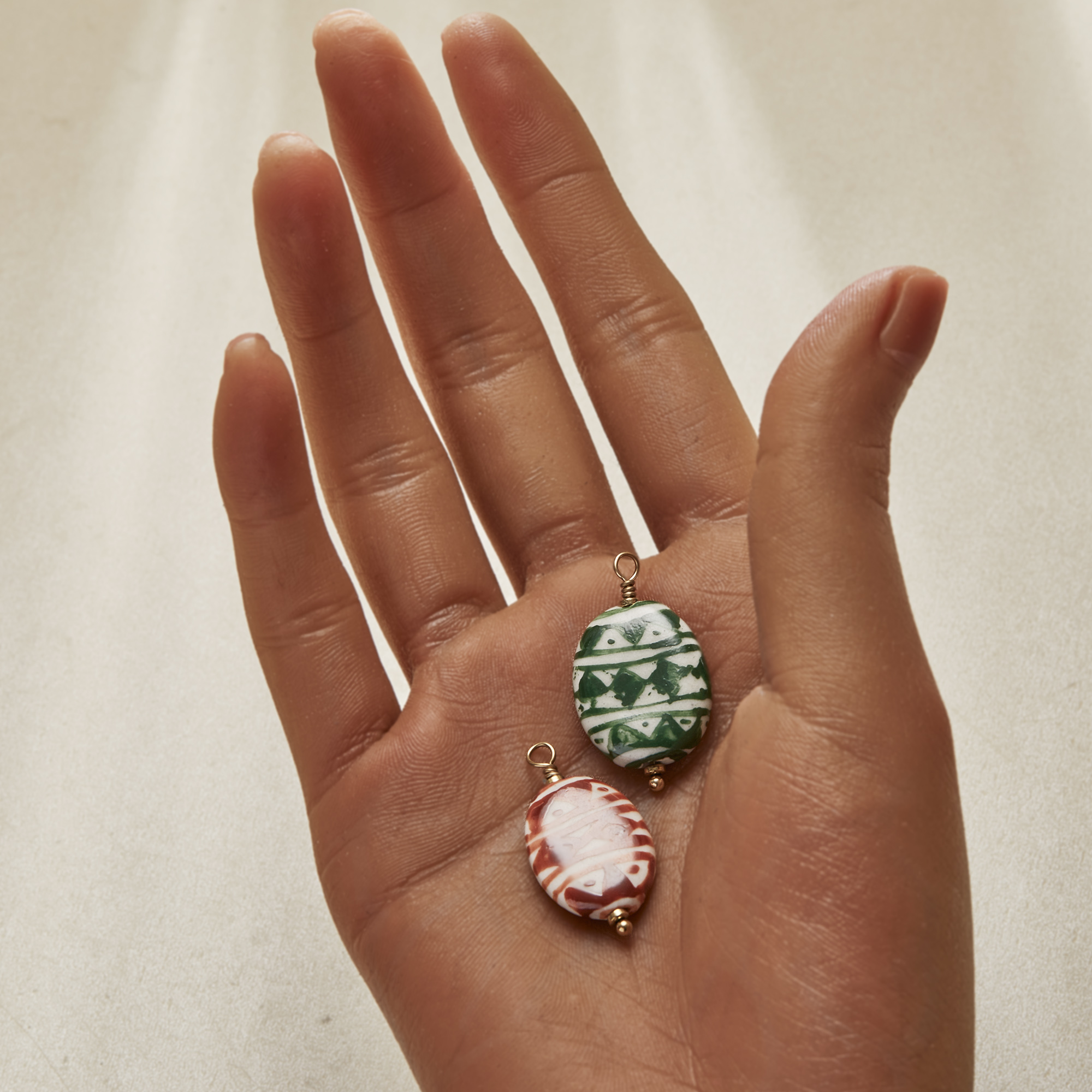 16x20MM Oval Ceramic Bead Pendnat Charm,Stainless Steel Minimalist Pendant Charm With Loop,DIY Pendant Supplies 1431584