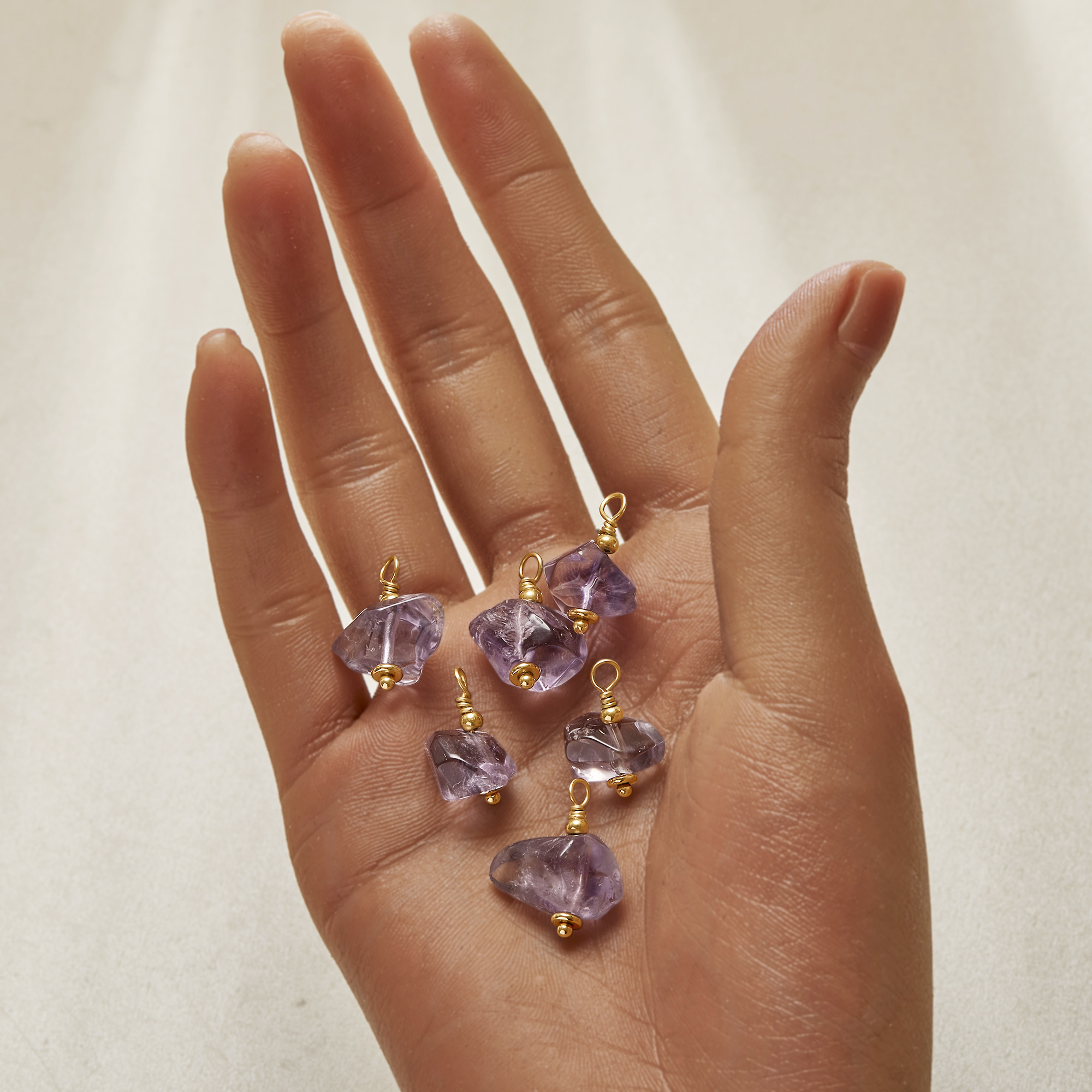 10-15MM Irregular Nature Purple Amethyst Stone Charm Pendant,Stainless Steel Minimalist Pendant Charm With Loop,DIY Pendant Supplies 1431585