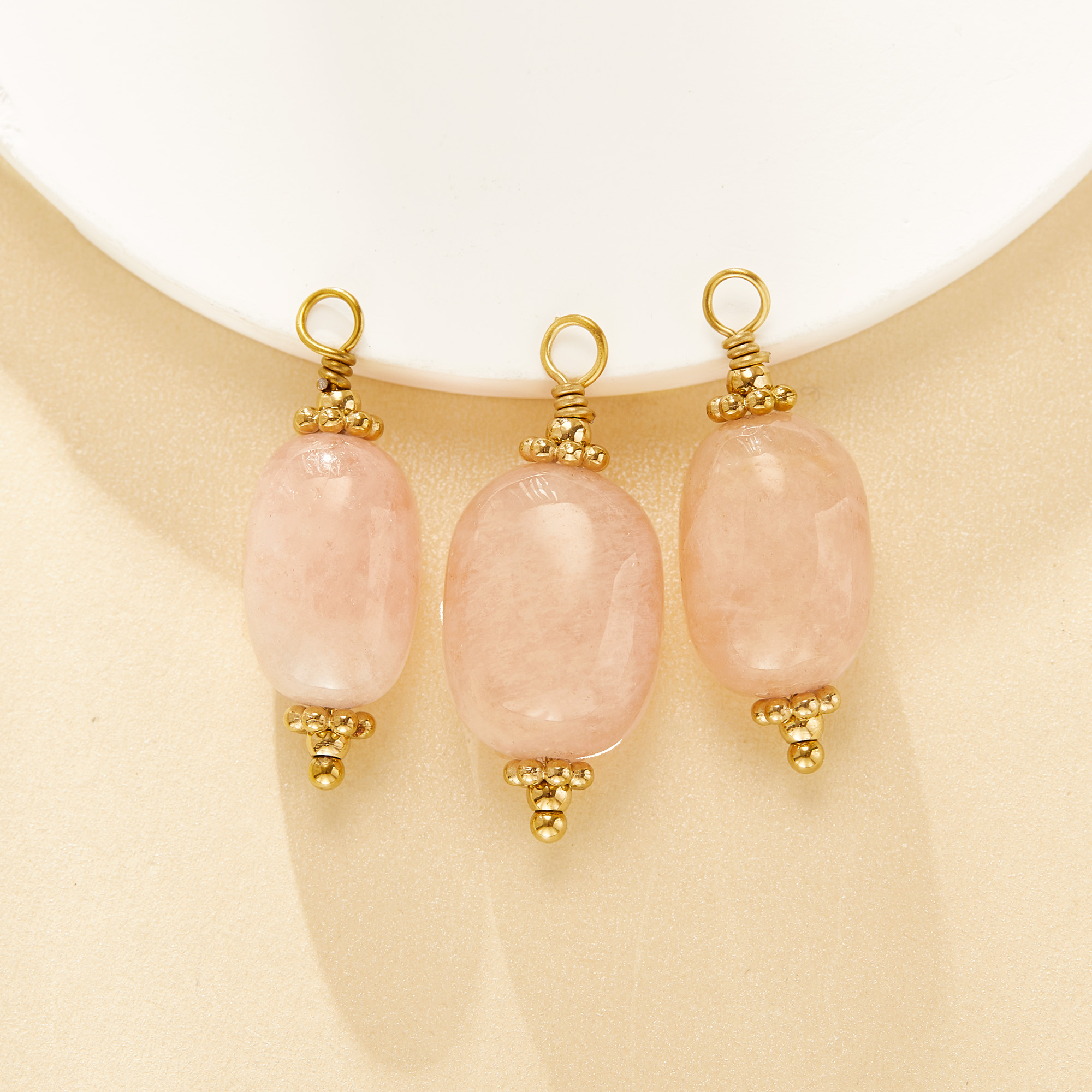 13-20MM Irregular Nature Pink Rose Quartz Bead Pendant Charm,Stainless Steel Minimalist Pendant Charm With Loop,DIY Pendant Supplies 1431586