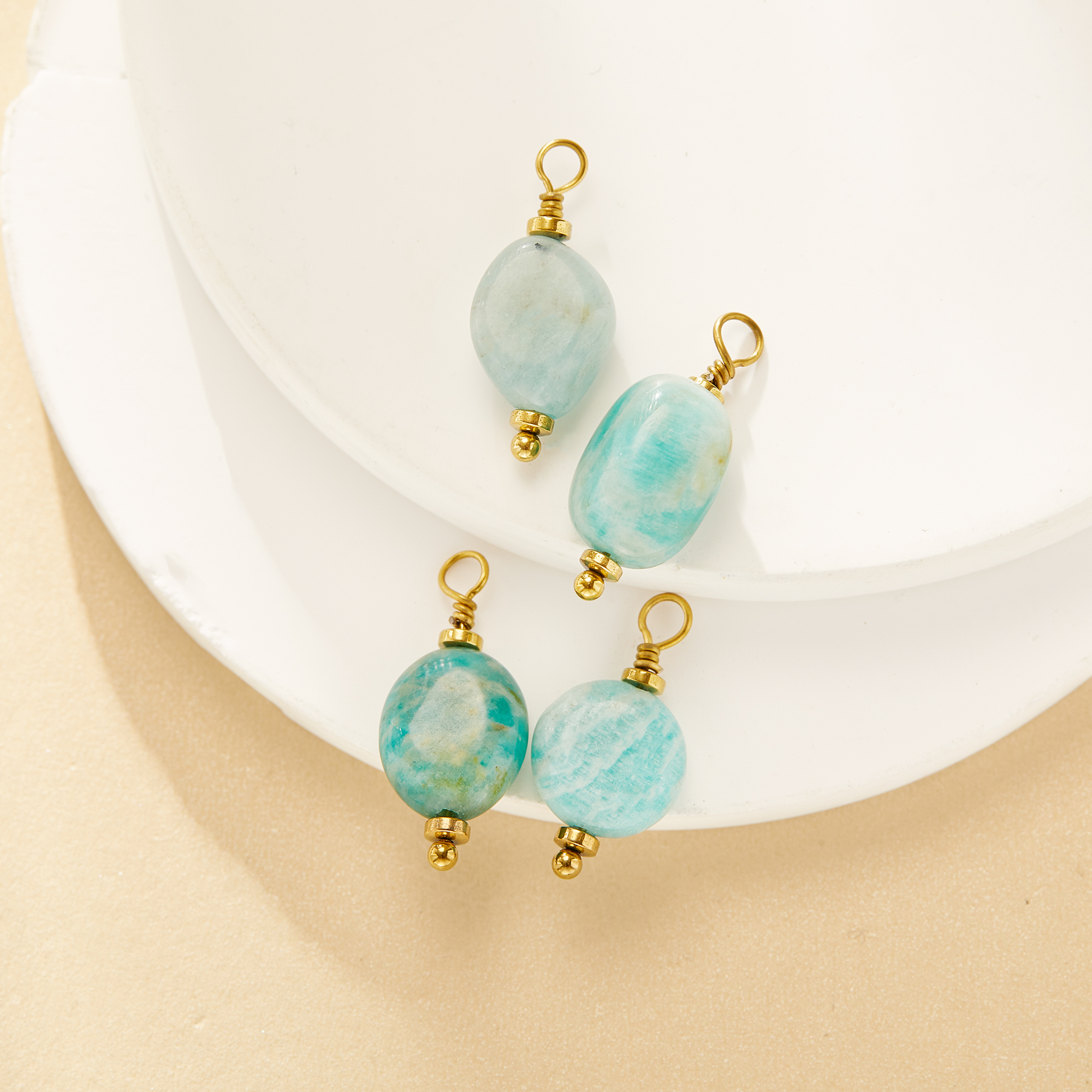 8-14MM Irregular Nature Amazonite Stone Pendant Charm,Stainless Steel Minimalist Pendant Charm With Loop,DIY Pendant Supplies 1431587