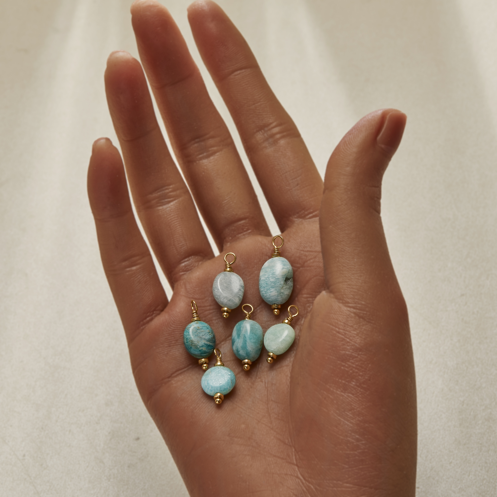 8-14MM Irregular Nature Amazonite Stone Pendant Charm,Stainless Steel Minimalist Pendant Charm With Loop,DIY Pendant Supplies 1431587