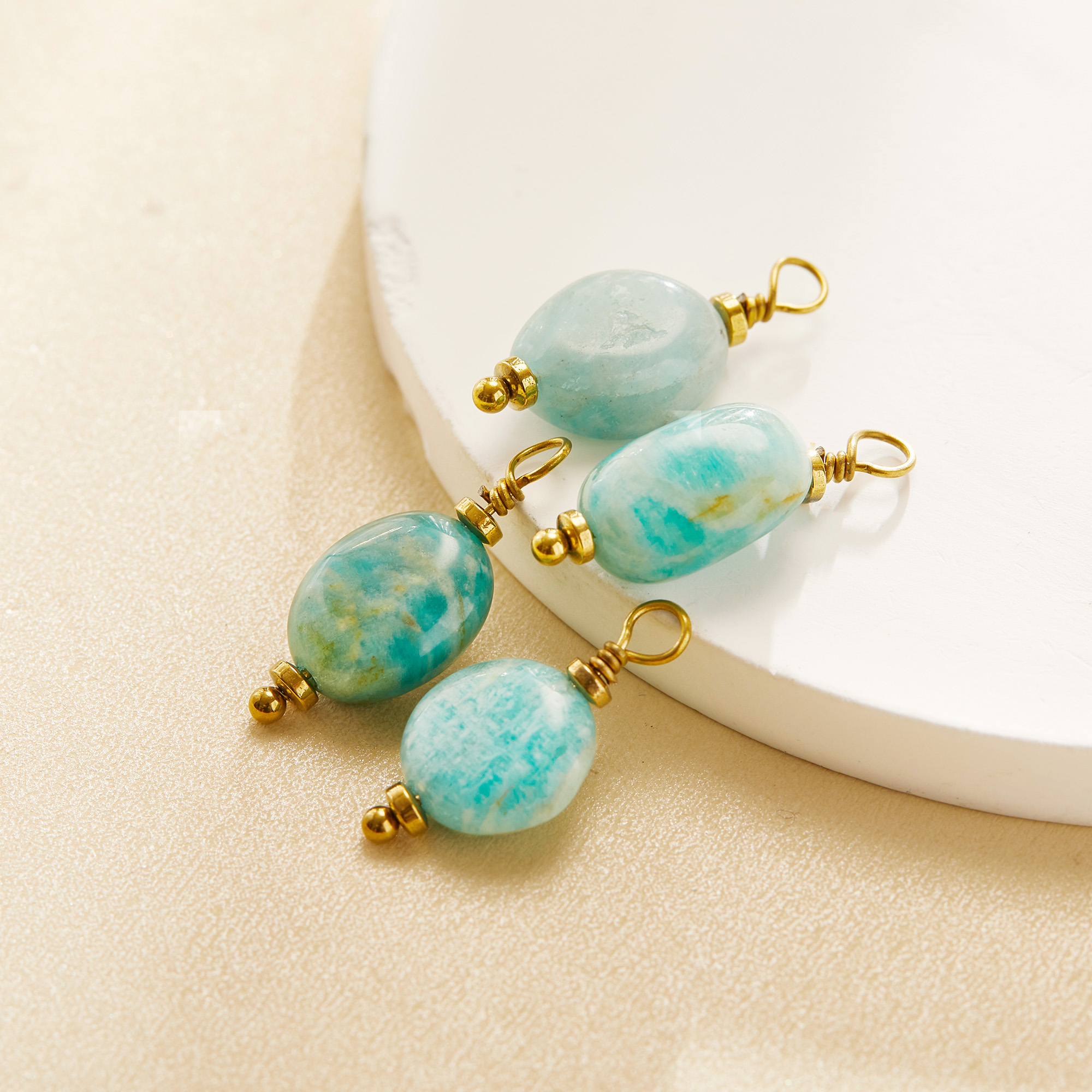 8-14MM Irregular Nature Amazonite Stone Pendant Charm,Stainless Steel Minimalist Pendant Charm With Loop,DIY Pendant Supplies 1431587