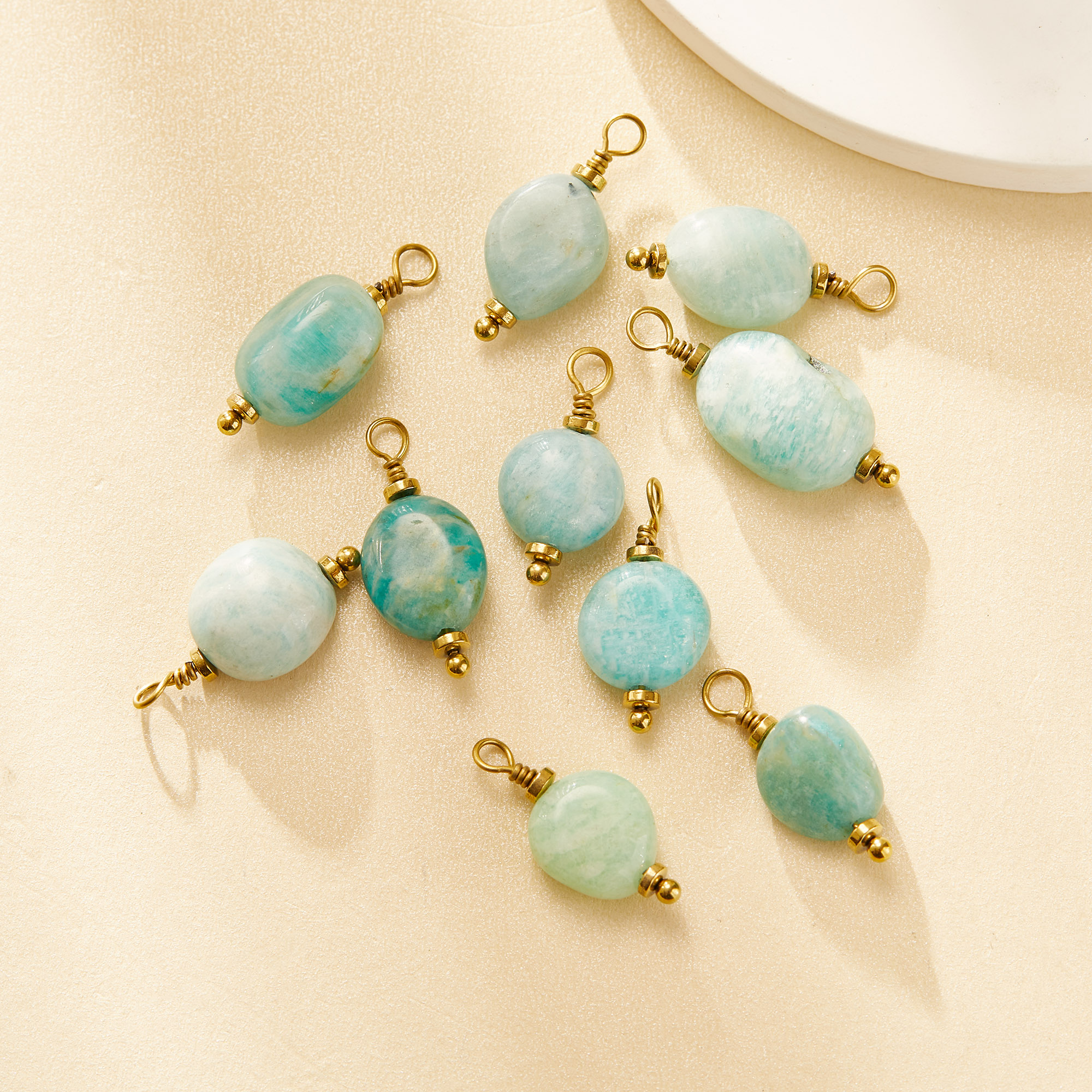 8-14MM Irregular Nature Amazonite Stone Pendant Charm,Stainless Steel Minimalist Pendant Charm With Loop,DIY Pendant Supplies 1431587