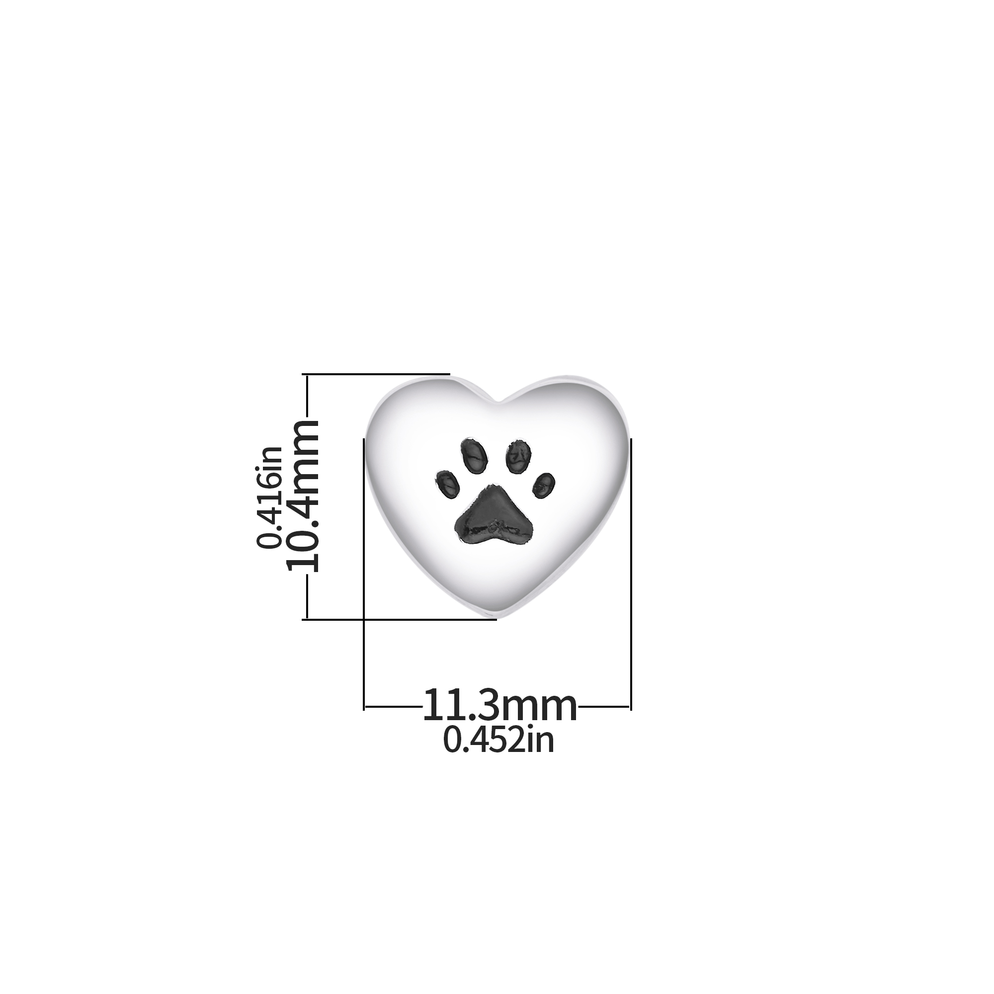 Keepsake Breast Milk Resin Heart Bezel Beads Settings,Double Sides Big Hole Solid 925 Sterling Silver Dog Paw Pendant Beads with 4.5MM Hole,DIY Pendant Supplies 1431588