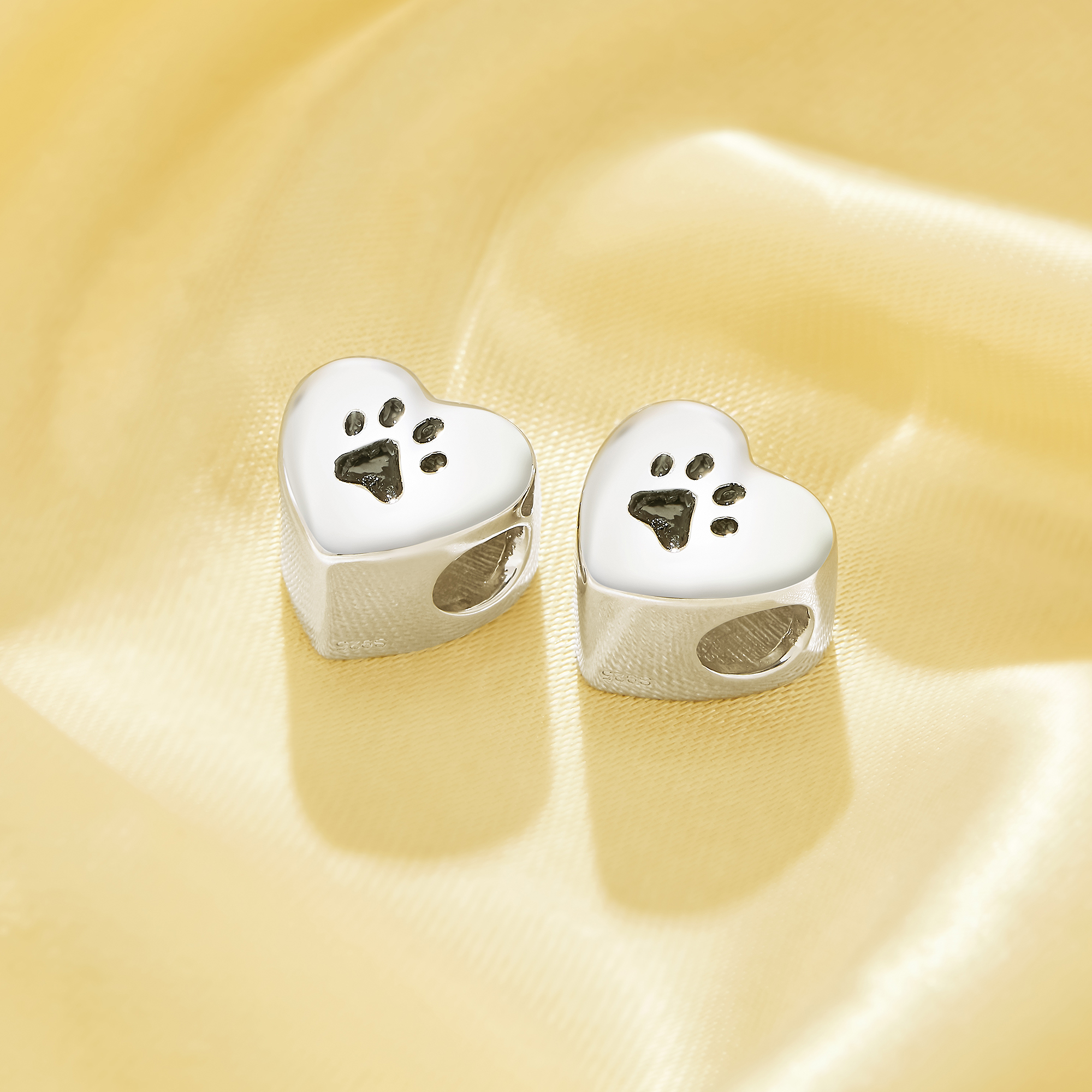 Keepsake Breast Milk Resin Heart Bezel Beads Settings,Double Sides Big Hole Solid 925 Sterling Silver Dog Paw Pendant Beads with 4.5MM Hole,DIY Pendant Supplies 1431588