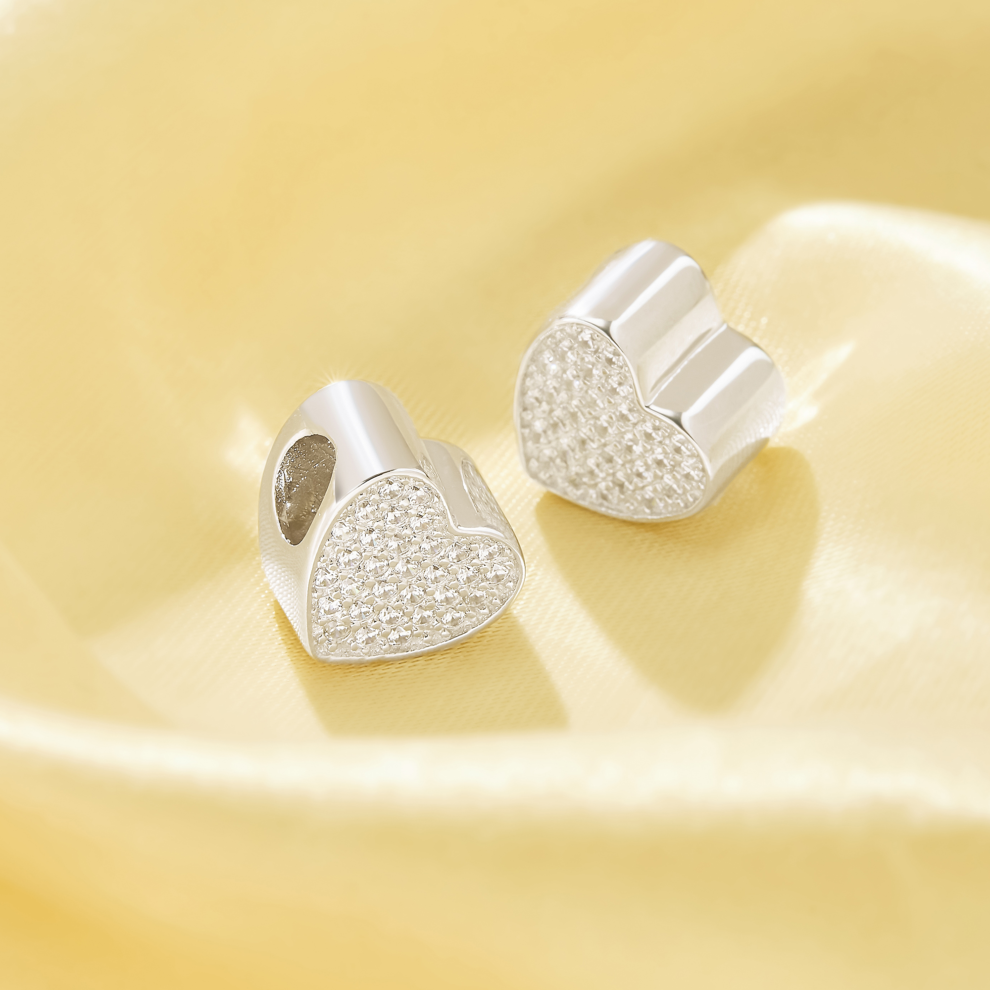 Keepsake Breast Milk Resin Heart Bezel Beads Settings,Double Sides Big Hole Solid 925 Sterling Silver Heart Pendant Beads with 4.5MM Hole,DIY Pendant Supplies 1431589