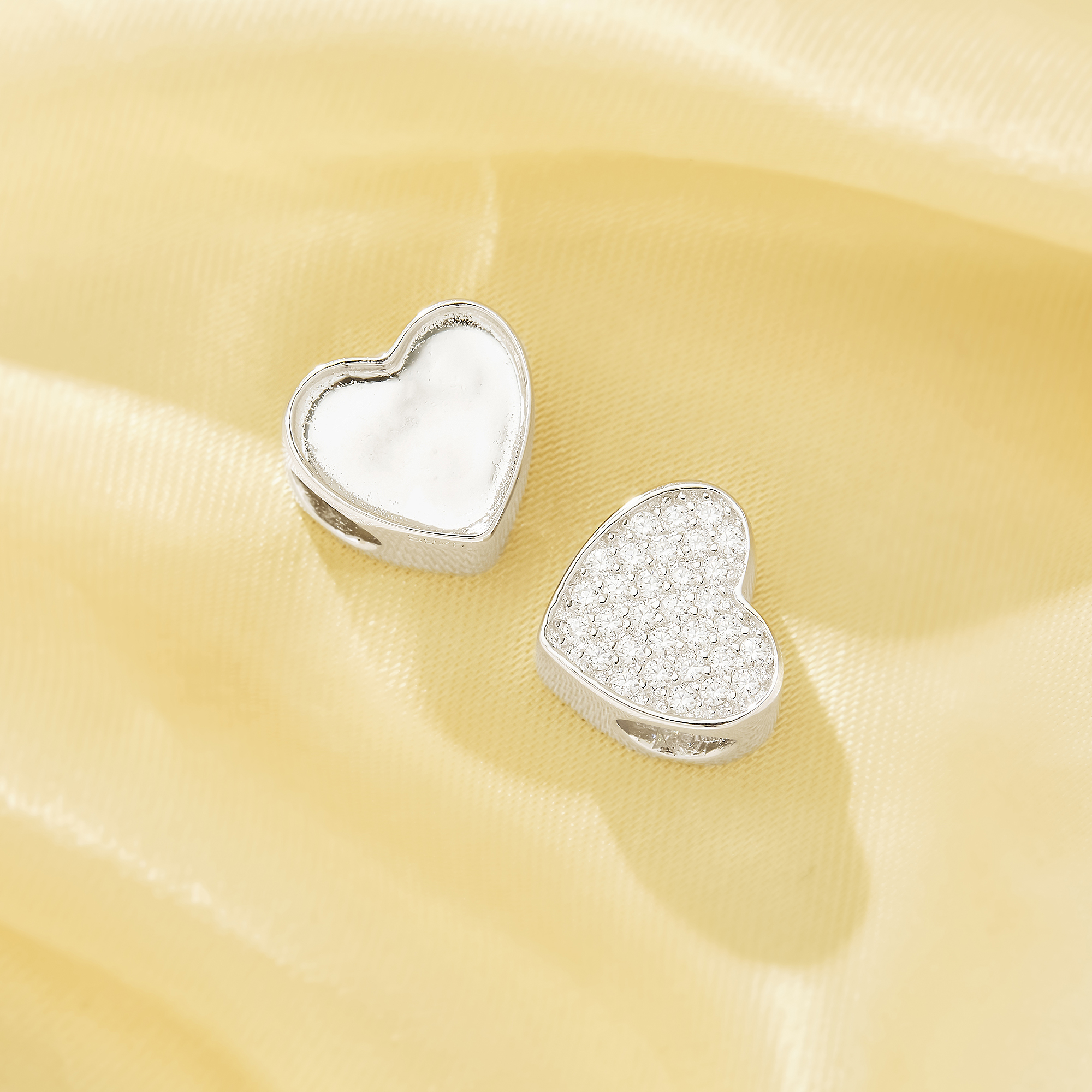 Keepsake Breast Milk Resin Heart Bezel Beads Settings,Double Sides Big Hole Solid 925 Sterling Silver Heart Pendant Beads with 4.5MM Hole,DIY Pendant Supplies 1431589