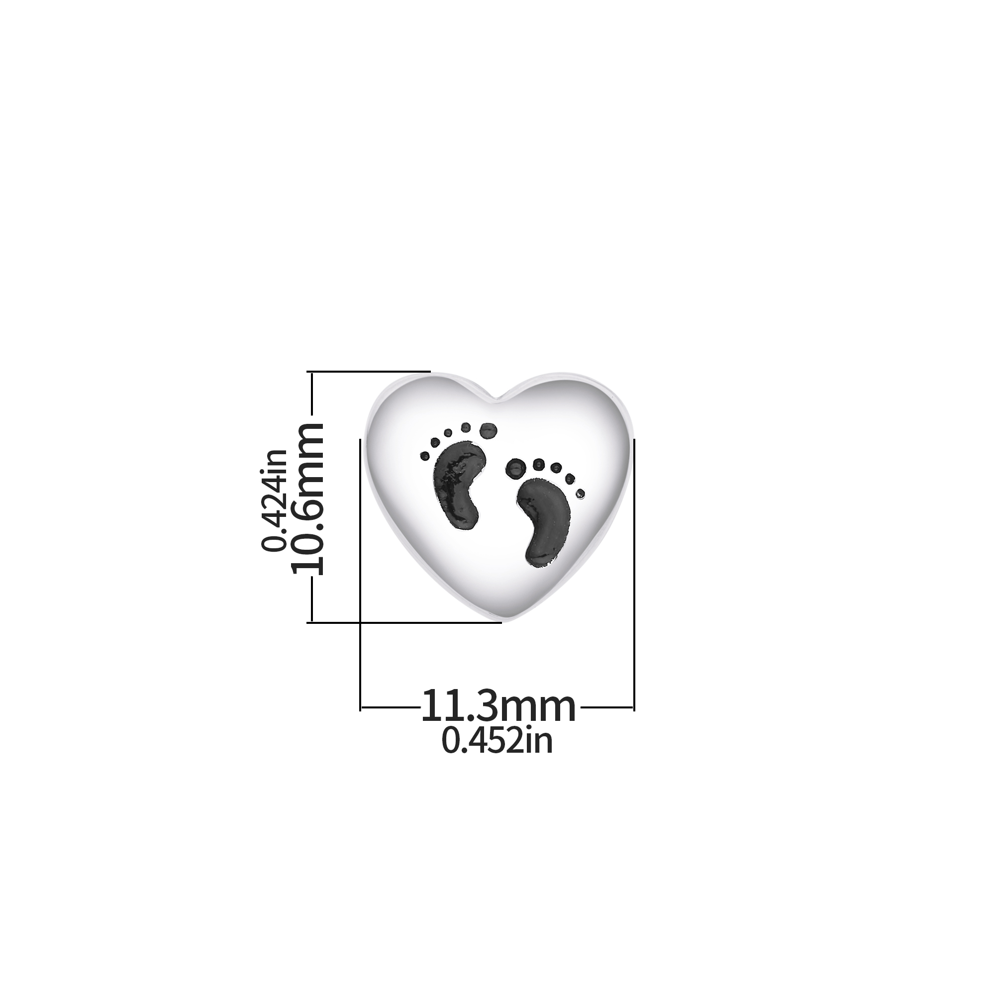 Keepsake Breast Milk Resin Heart Bezel Beads Settings,Double Sides Big Hole Solid 925 Sterling Silver Footprint Pendant Beads with 5MM Hole,DIY Pendant Supplies 1431590