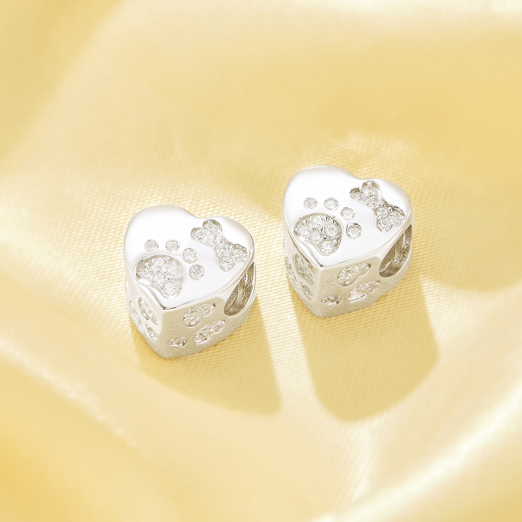 Keepsake Breast Milk Resin Heart Bezel Beads Settings,Double Sides Big Hole Solid 925 Sterling Silver Dog Paw And Bone Pendant Beads with 5MM Hole,DIY Pendant Supplies 1431591