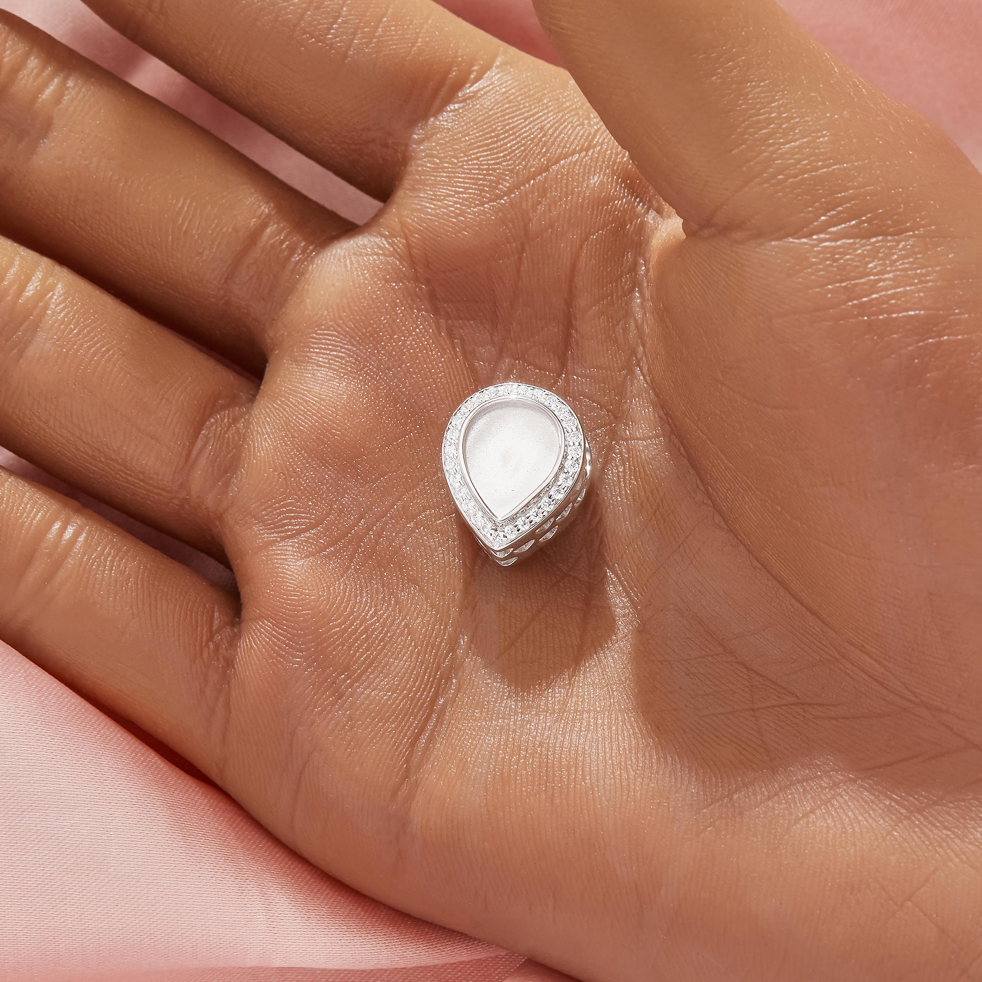 8x10MM Keepsake Breast Milk Resin Halo Pear Bezel Beads Settings,Big Hole Solid 14K 18K Gold Pear Pendant Beads With 4.5MM Hole 1431593