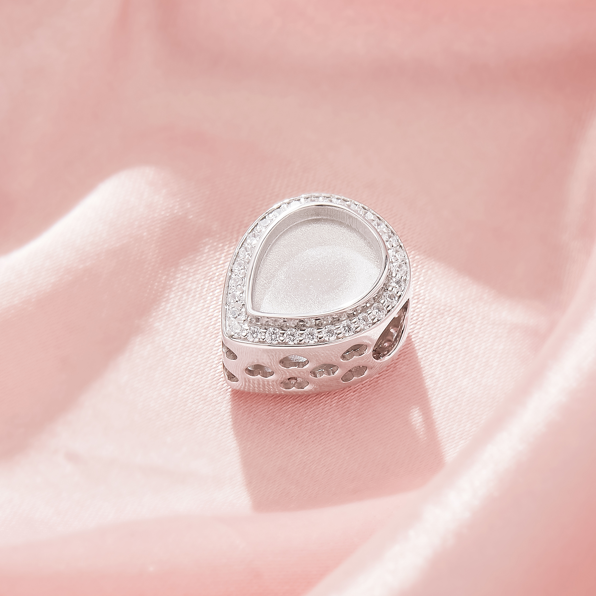 8x10MM Keepsake Breast Milk Resin Halo Pear Bezel Beads Settings,Big Hole Solid 14K 18K Gold Pear Pendant Beads With 4.5MM Hole 1431593