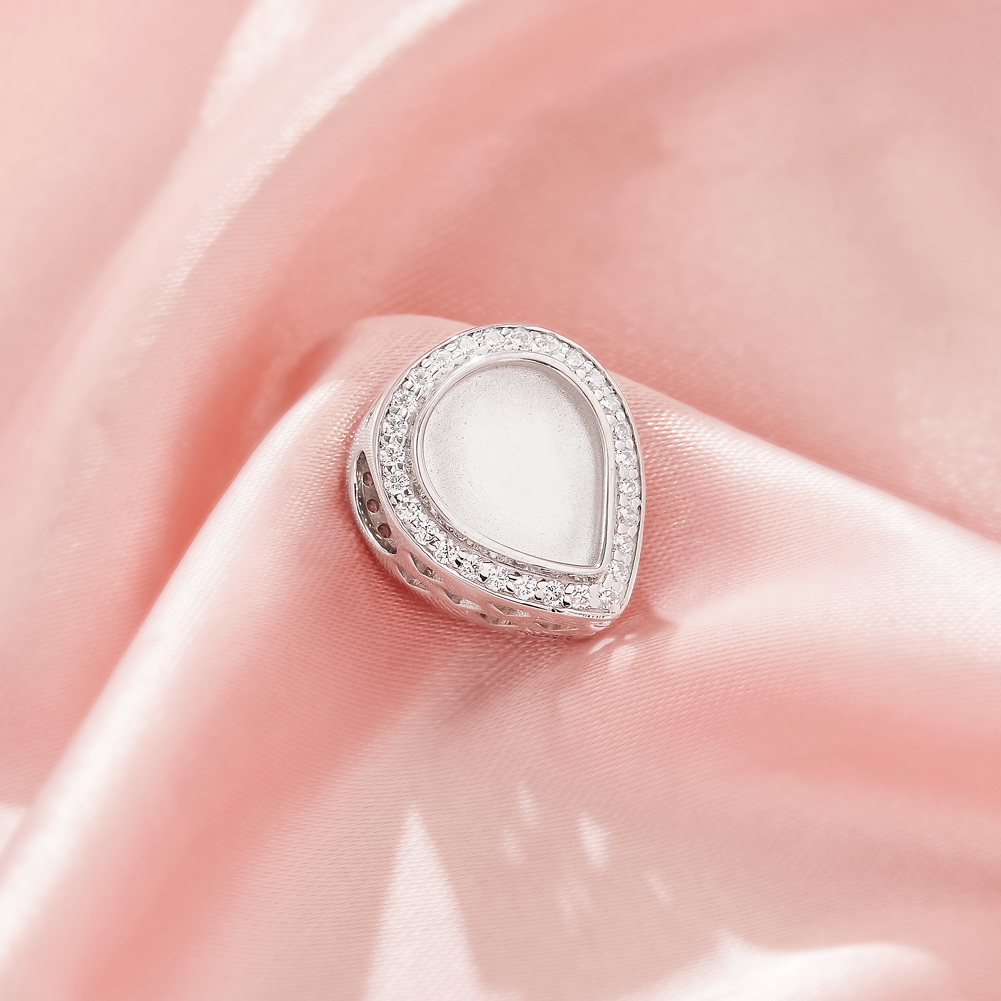 8x10MM Keepsake Breast Milk Resin Halo Pear Bezel Beads Settings,Big Hole Solid 14K 18K Gold Pear Pendant Beads With 4.5MM Hole 1431593