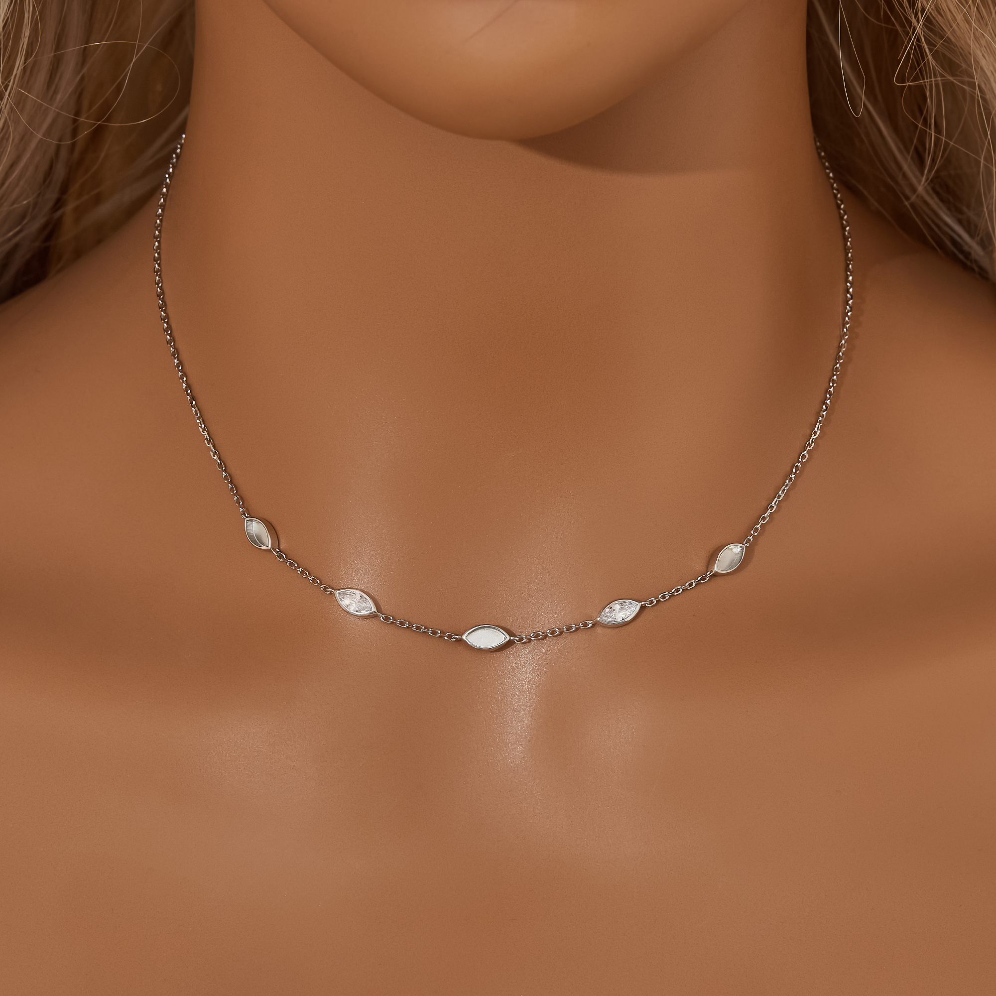 Keepsake Breast Milk Resin 3x6MM Marquise Bezel Pendant Setting,Birthstone Solid 14K 18K Gold Necklace,DIY Necklace Supplies 16