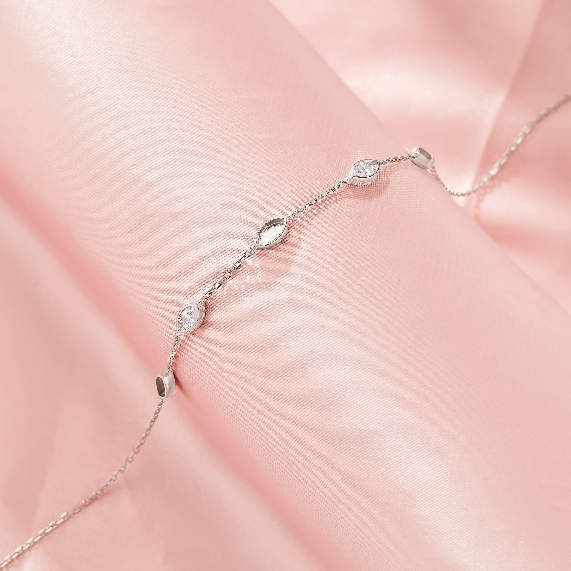 Keepsake Breast Milk Resin 3x6MM Marquise Bezel Pendant Setting,Birthstone Solid 14K 18K Gold Necklace,DIY Necklace Supplies 16