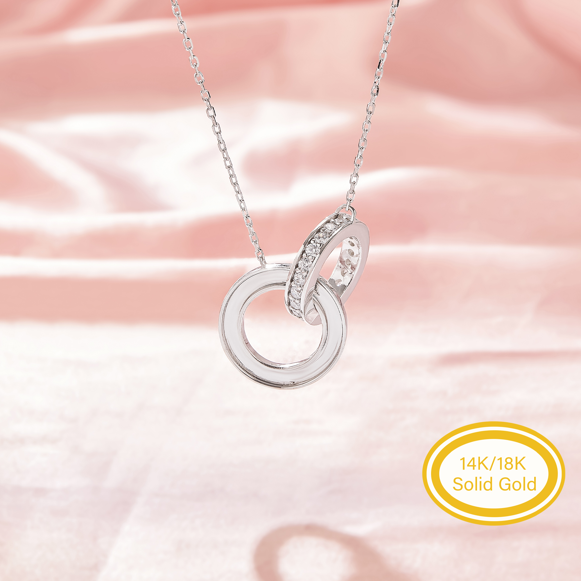 Keepsake Breast Milk Resin Circle Channel Bezel Pendant Settings,Birthstone Double Circle Solid 14K 18K Gold Necklace,DIY Necklace Supplies 16