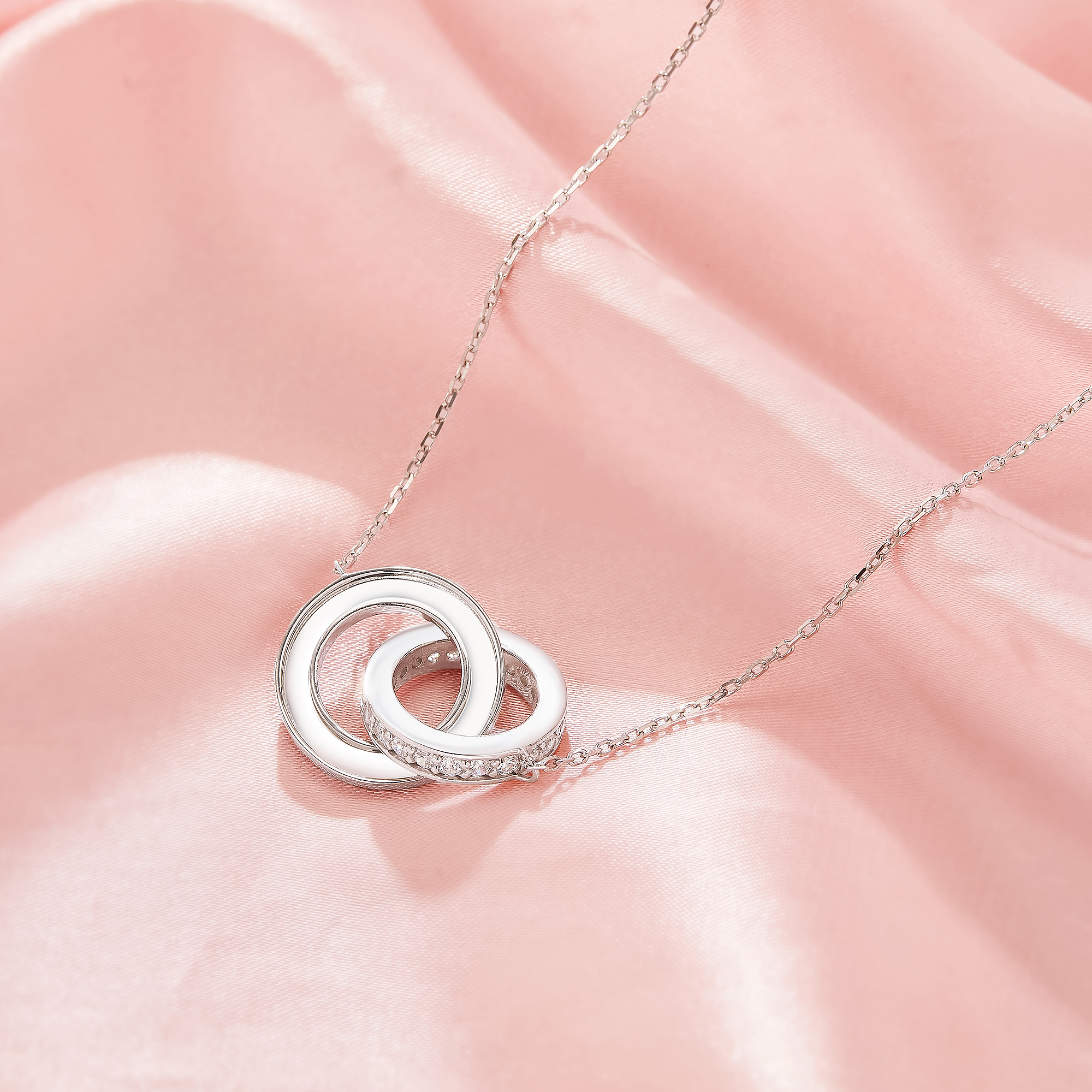 Keepsake Breast Milk Resin Circle Channel Bezel Pendant Settings,Birthstone Double Circle Solid 14K 18K Gold Necklace,DIY Necklace Supplies 16