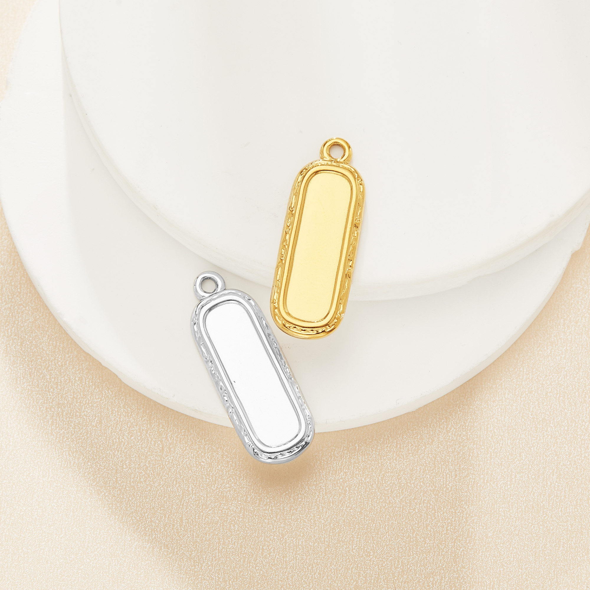 6x20MM Keepsake Breast Milk Resin Rectangle Pendant Bezel Settings,Stainless Steel Oval Pendant,DIY Pendant Blank Supplies 1431599