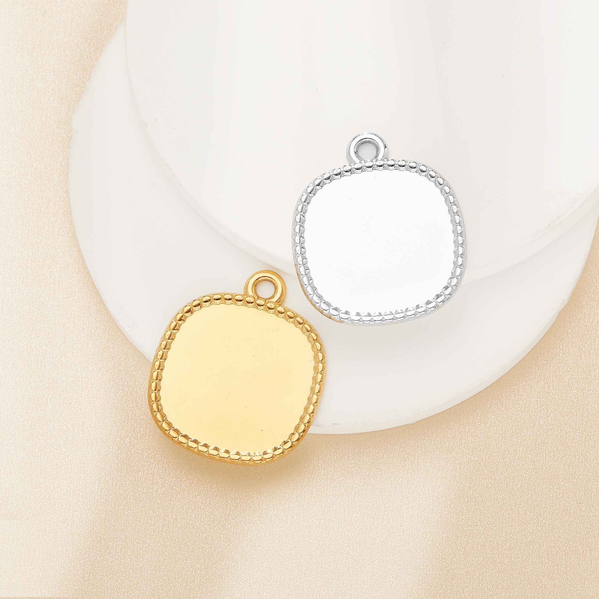 22MM Keepsake Breast Milk Resin Cushion Square Pendant Bezel Settings,Stainless Steel Square Pendant,DIY Pendant Blank Supplies 1431600