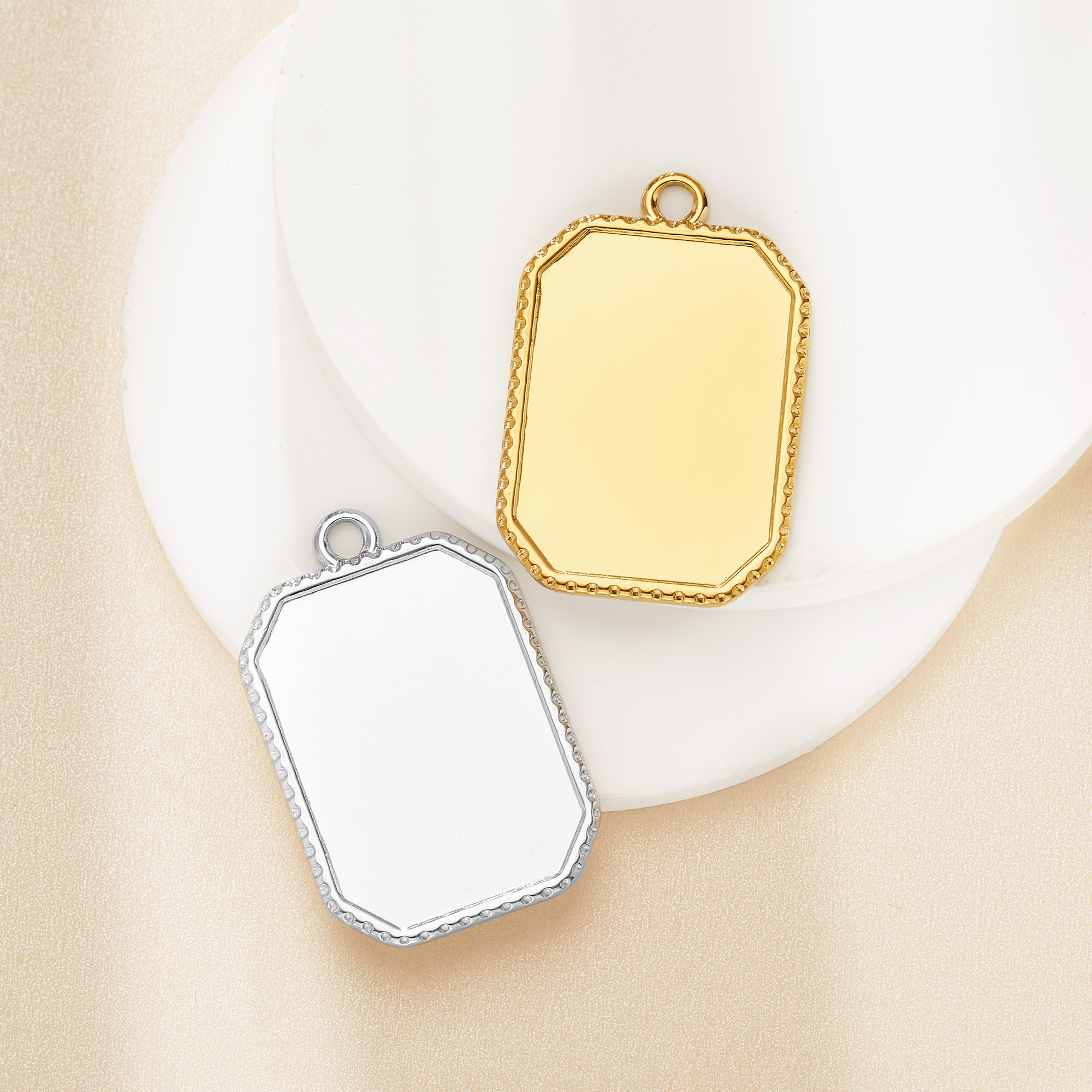 21x30MM Keepsake Breast Milk Resin Octagon Pendant Bezel Settings,Simple Stainless Steel Octagon Pendant,DIY Pendant Blank Supplies 1431603