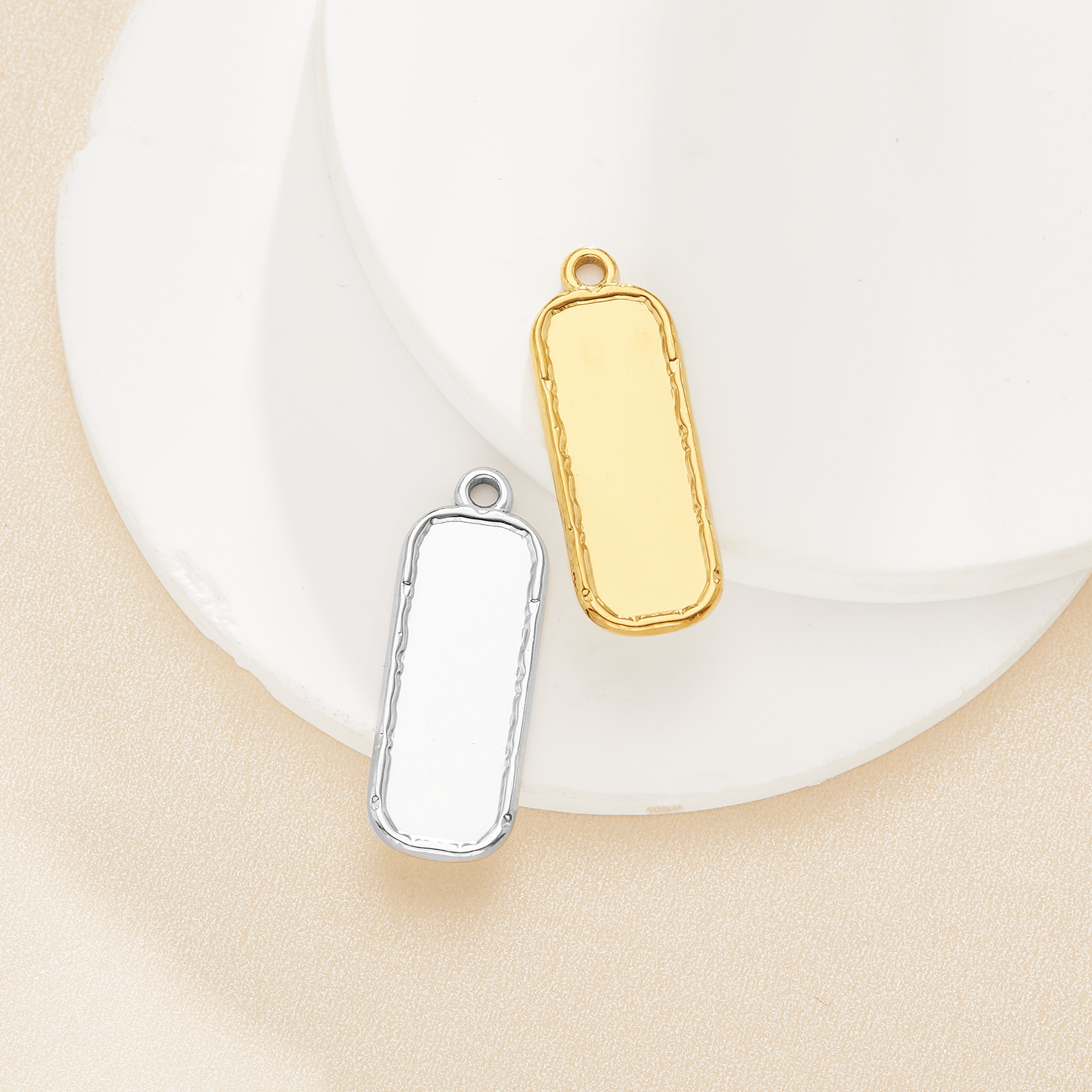 7.5x22.5MM Keepsake Breast Milk Resin Rectangle Pendant Bezel Settings,Simple Stainless Steel Rectangle Pendant,DIY Pendant Blank Supplies 1431604