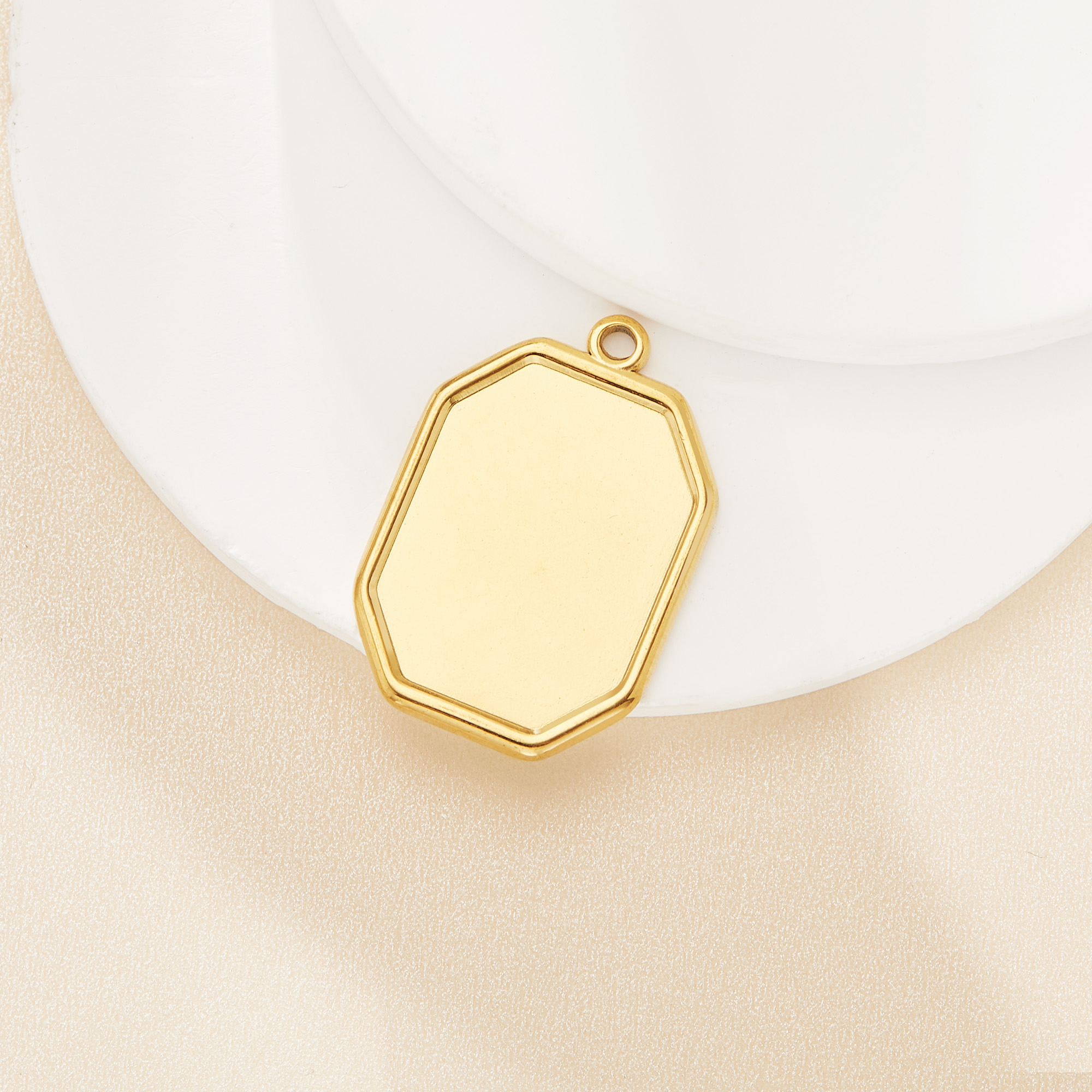 16x21MM Keepsake Breast Milk Resin Octagon Pendant Bezel Settings,Simple Stainless Steel Octagon Pendant,DIY Pendant Blank Supplies 1431605