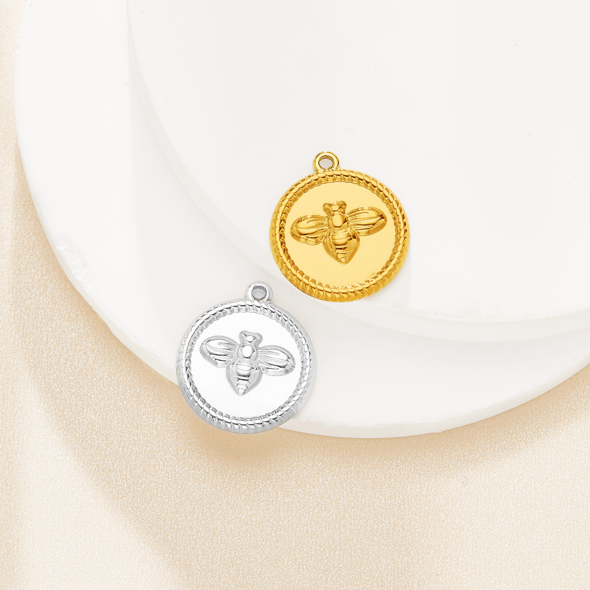 Keepsake Breastmilk Stainless Steel Insect Bee Pendant, Gold Plated Stainless Steel Pendant Charm,DIY Pendant Supplies 1431606