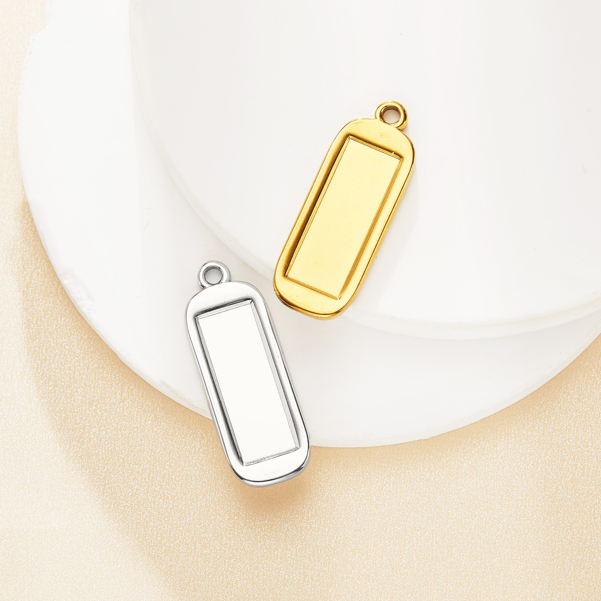 6x18MM Keepsake Breast Milk Resin Rectangle Pendant Bezel Settings,Simple Stainless Steel Pendant,DIY Pendant Blank Supplies 1431607