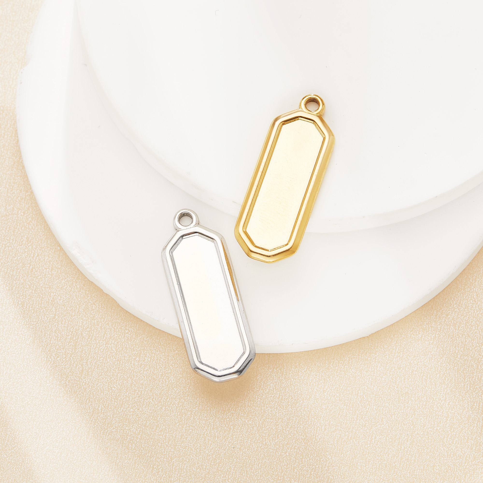 7x12MM Keepsake Breast Milk Resin Octagon Pendant Bezel Settings,Minimalist Stainless Steel Pendant,DIY Pendant Blank Supplies 1431619