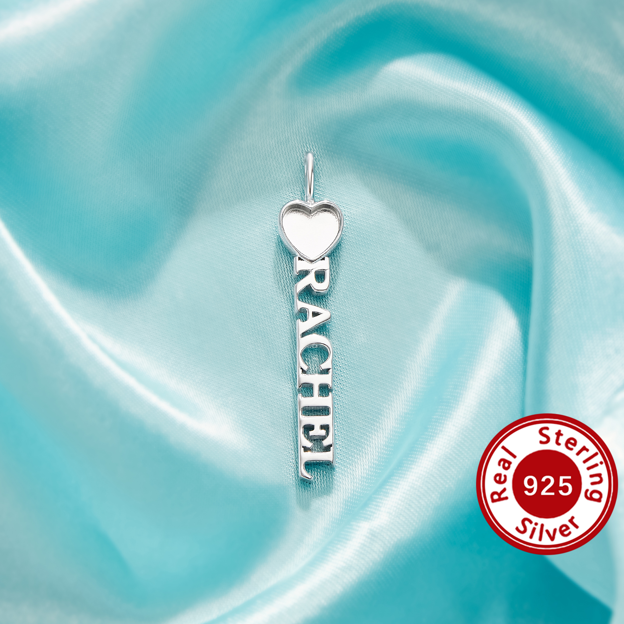 6MM Keepsake Breast Milk Customized Name Heart Bezel Pendant Settings,Solid 925 Sterling Silver Rose Gold Plated Pendant Charm,DIY Personalize Charm Supplies 1431627-1