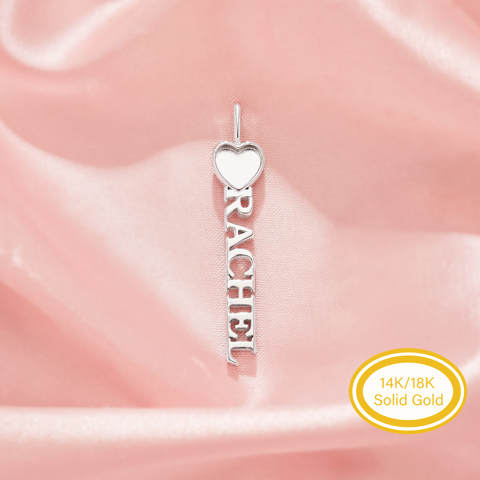 6MM Keepsake Breast Milk Customized Name Heart Bezel Pendant Settings,Solid 14K 18K Gold Pendant Charm,DIY Personalized Name Charm Supplies 1431627