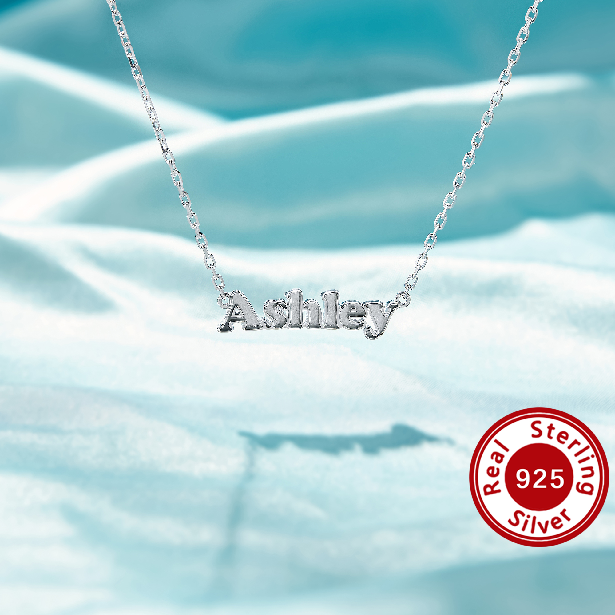 Keepsake Breast Milk Resin Customized Name Bezel Pendant Settings,Solid 925 Sterling Silver Rose Gold Plated Necklace,DIY Personalized Necklace Supplies 16''+2'' 1431629-1