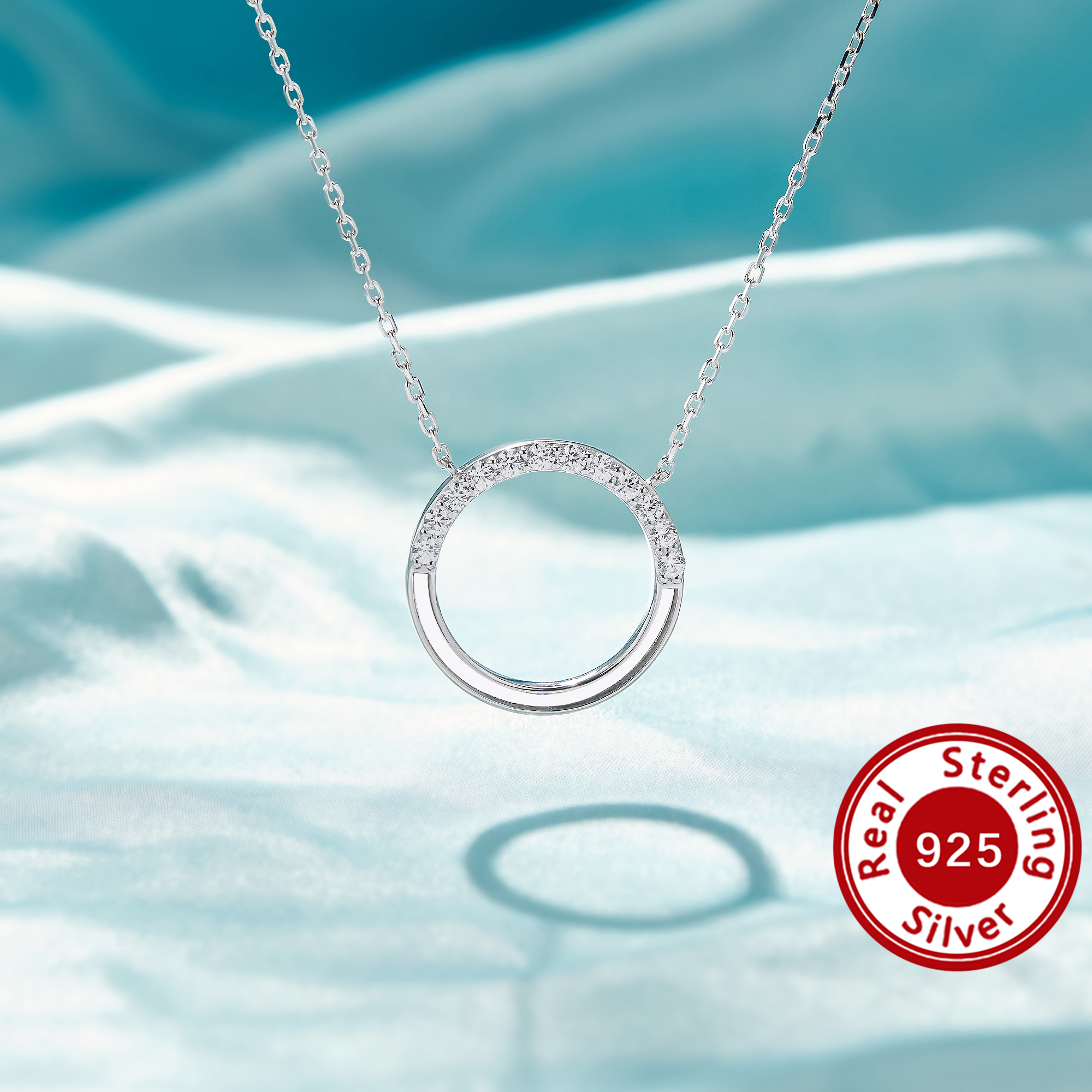 Keepsake Breast Milk Resin Circle Birthstone Bezel Pendant Settings,Solid 925 Sterling Silver Rose Gold Plated Necklace,DIY Necklace Supplies 1431630-1