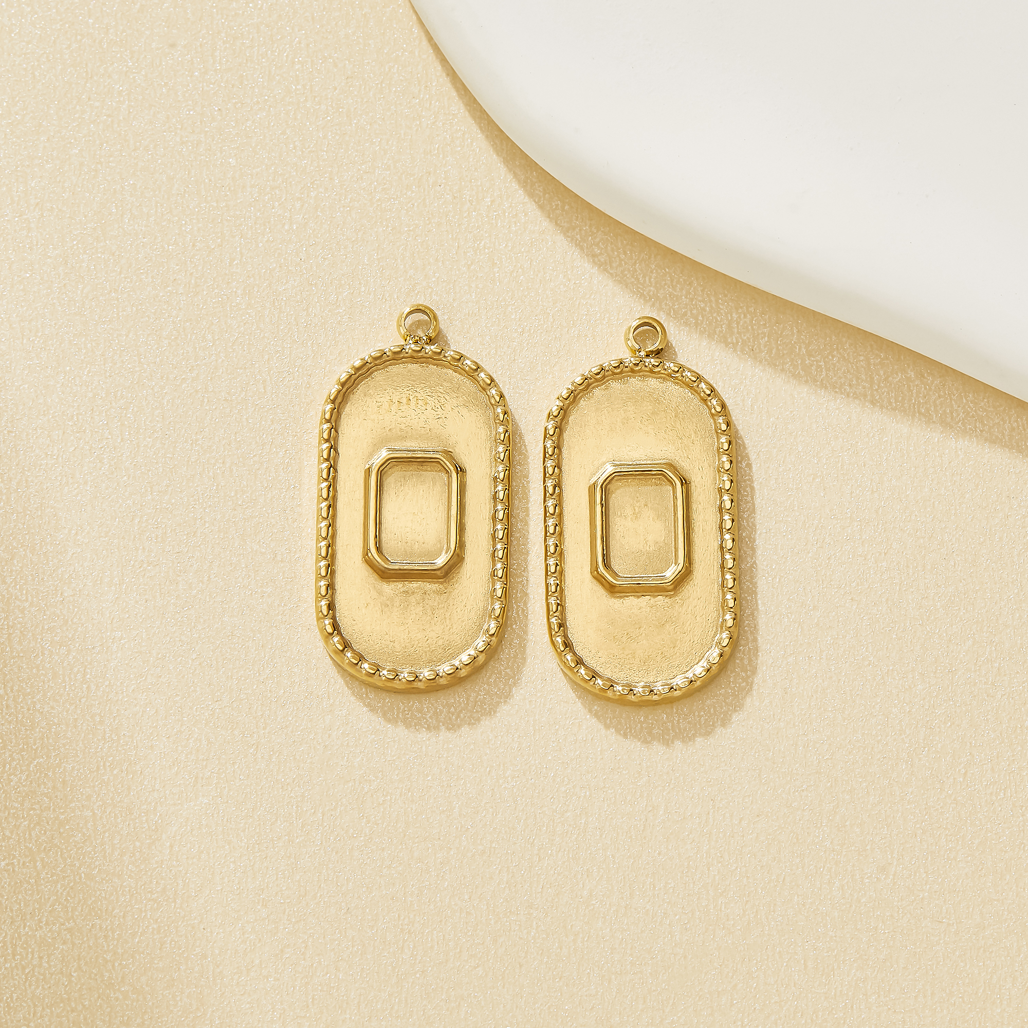 Stainless Steel Rectangle Bezel Pendant Charm,Yellow Gold Plated Stainless Steel Rectangle Pendant,Vintage Styles Pendant,DIY Pendant Blank Supplies 1431639