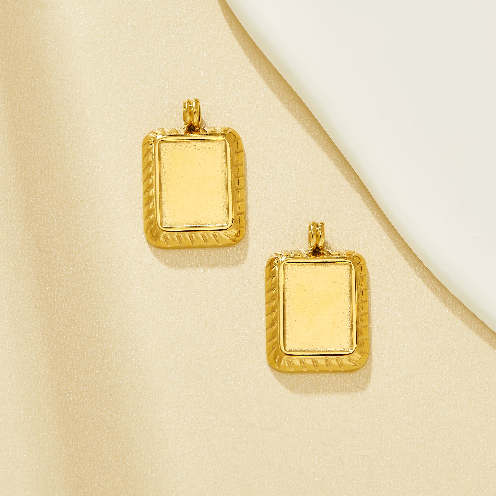 8x11MM Rectangle Bezel Stainless Steel Pendant Settings,Simple Gold Plated Stainless Steel Pendant,DIY Pendant Blank Supplies 1431642