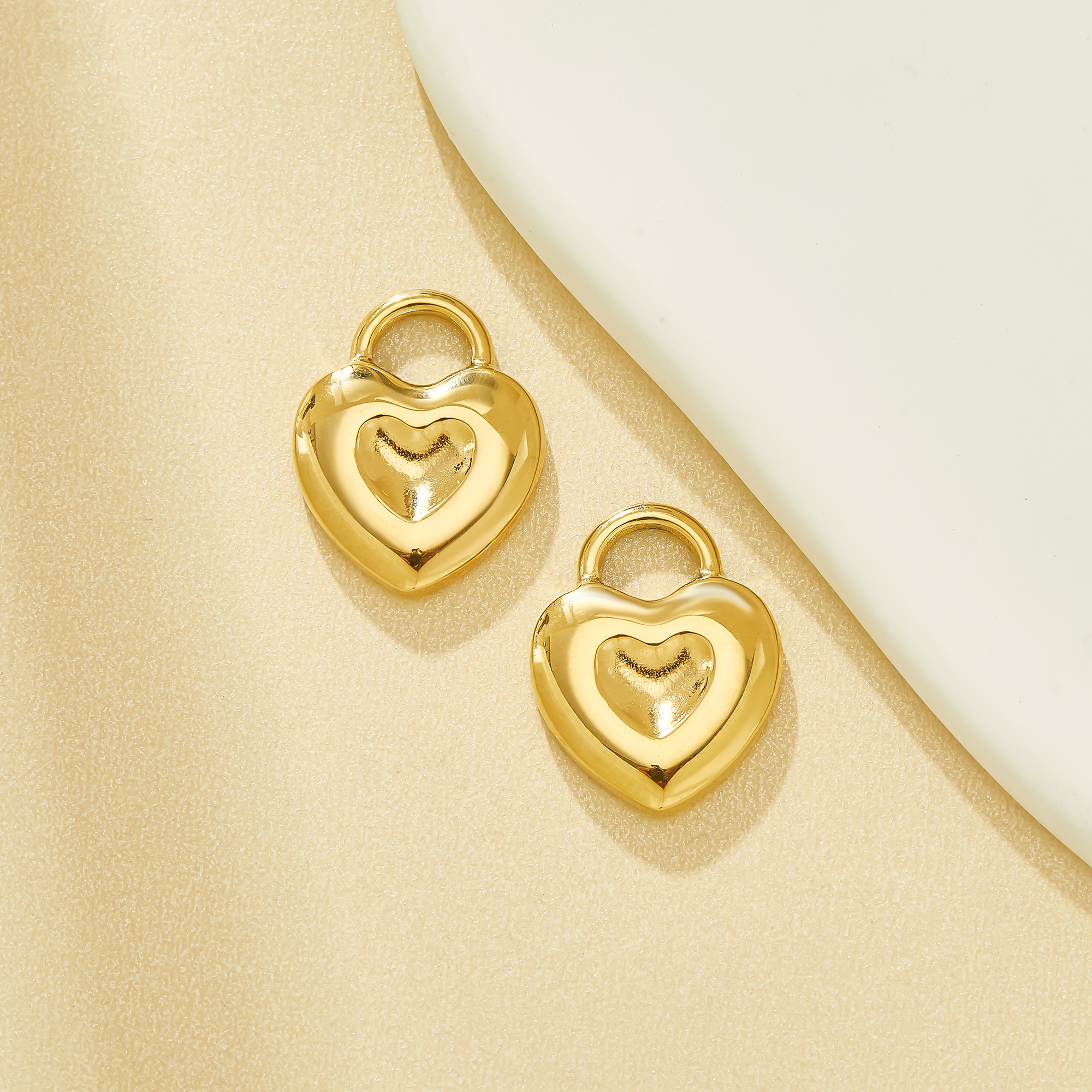 6MM Heart Bezel Stainless Steel Pendant Settings,Gold Plated Stainless Steel Heart Lock Pendant,DIY Pendant Blank Supplies 1431644