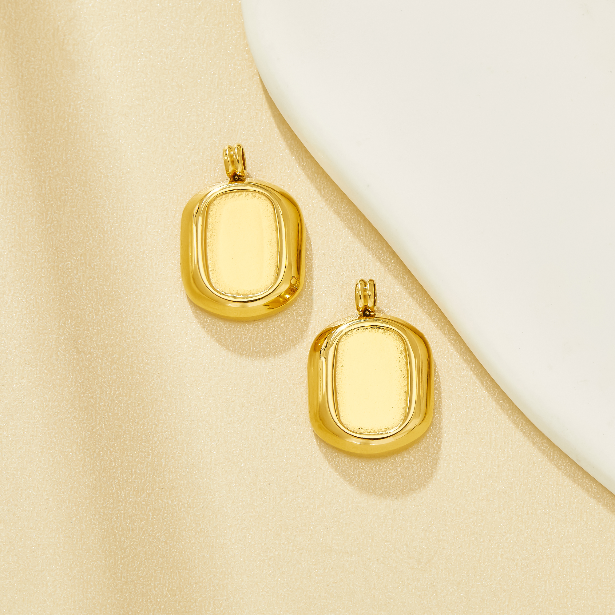 7x12MM Rectangle Bezel Stainless Steel Pendant Settings,Minimalist Gold Plated Stainless Steel Pendant,DIY Pendant Blank Supplies 1431647