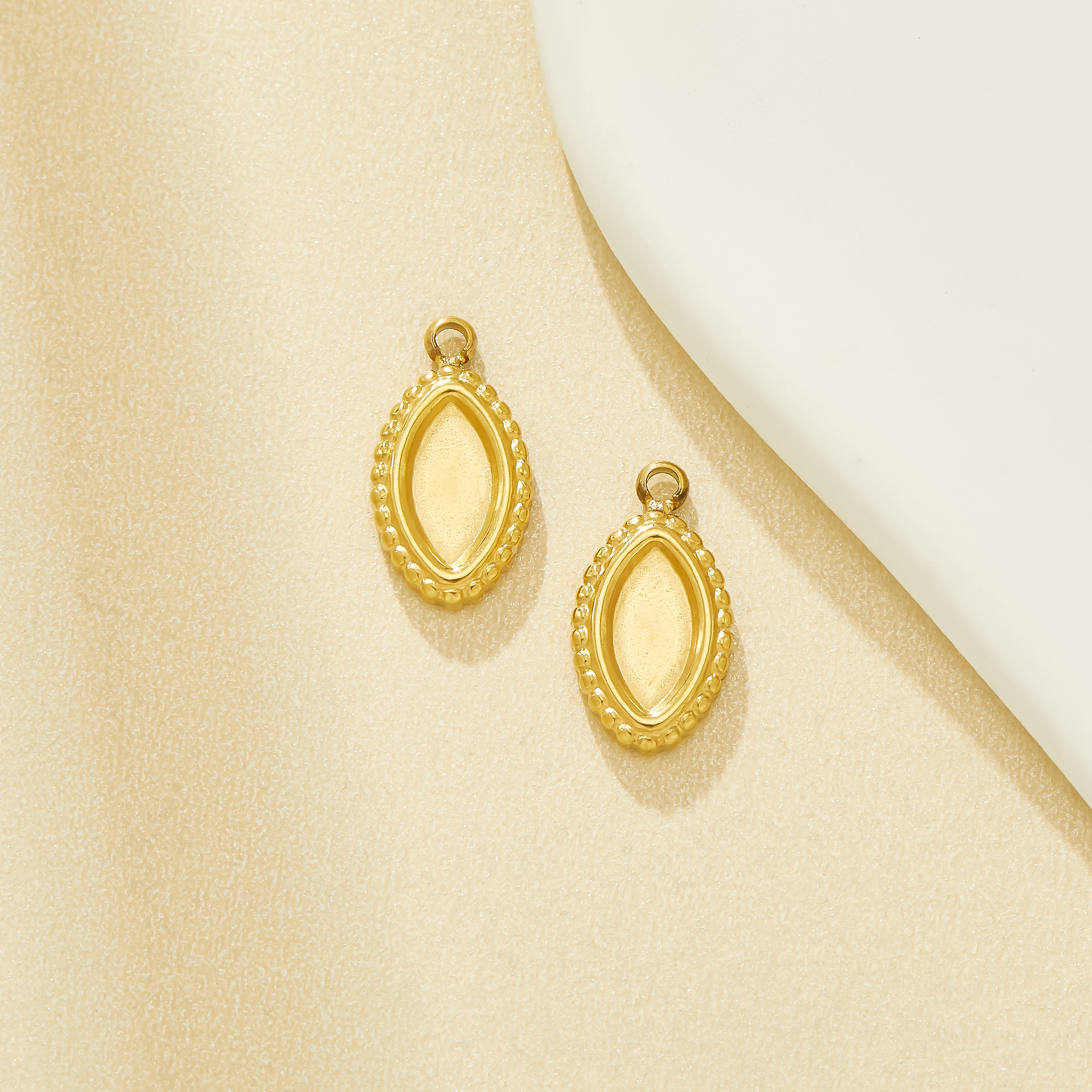 4x8MM Marquise Bezel Stainless Steel Pendant Settings,Minimalist Gold Plated Stainless Steel Pendant,DIY Pendant Supplies 1431649